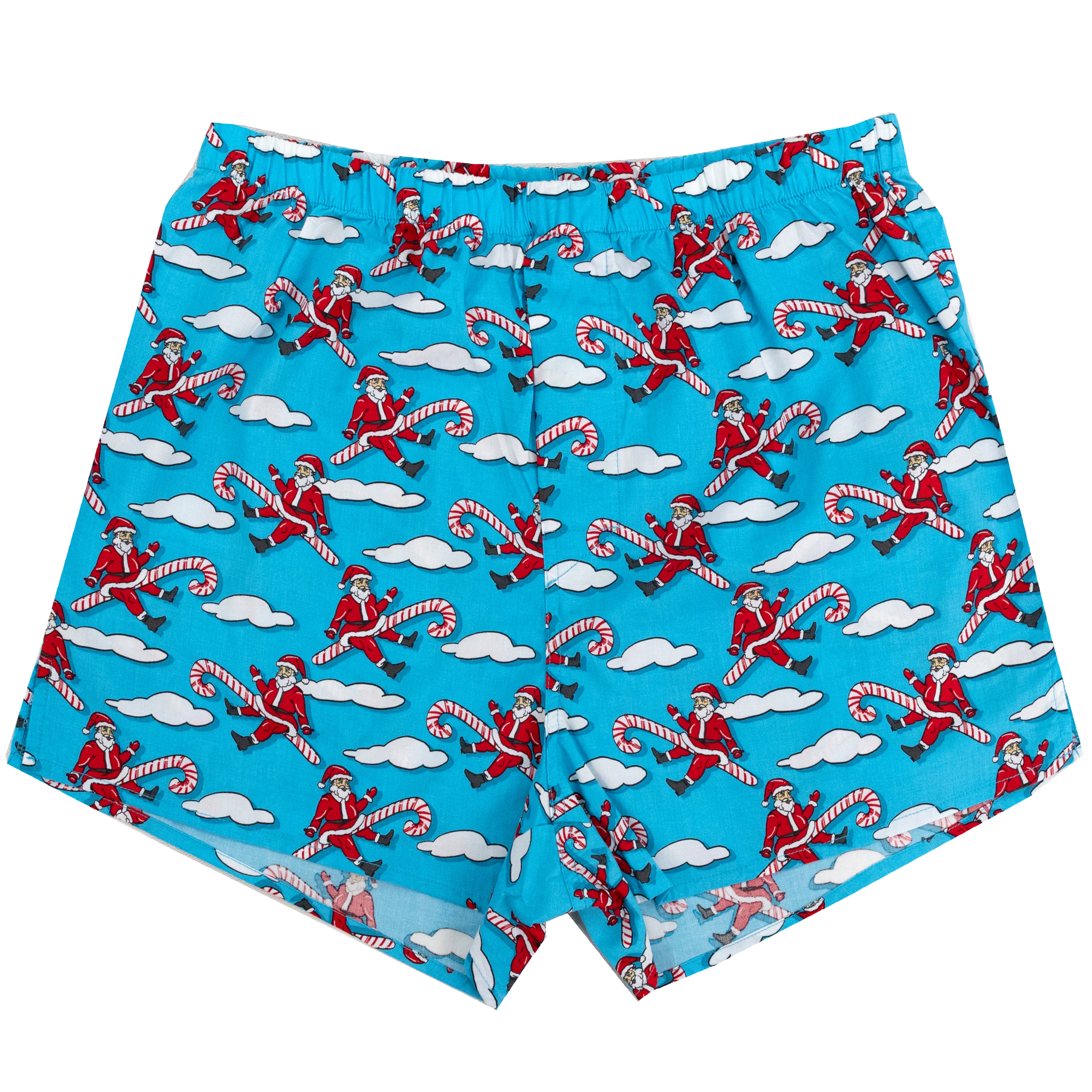 Men's Christmas Themed Santa Riding Candy Cane Print Boxer Shorts