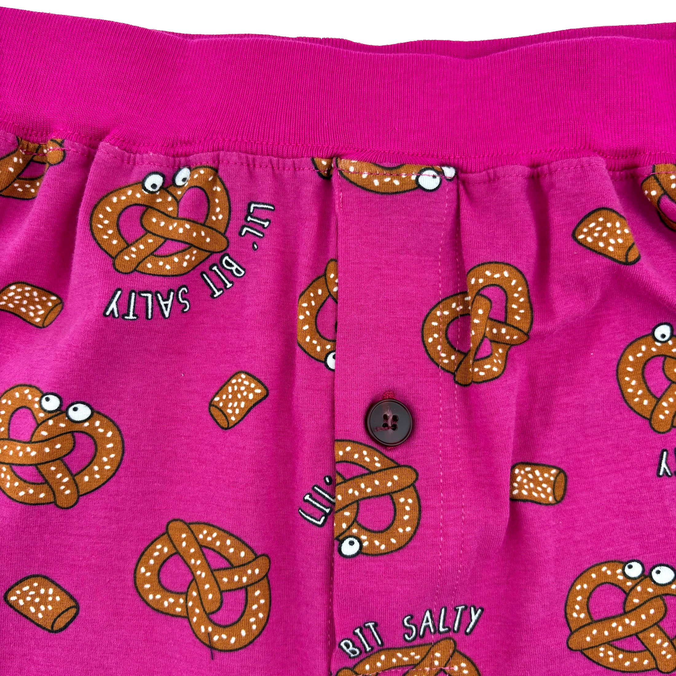 Men's Ultra Soft Pretzel Lil Bit Salty All Over Print Cotton PJ Shorts
