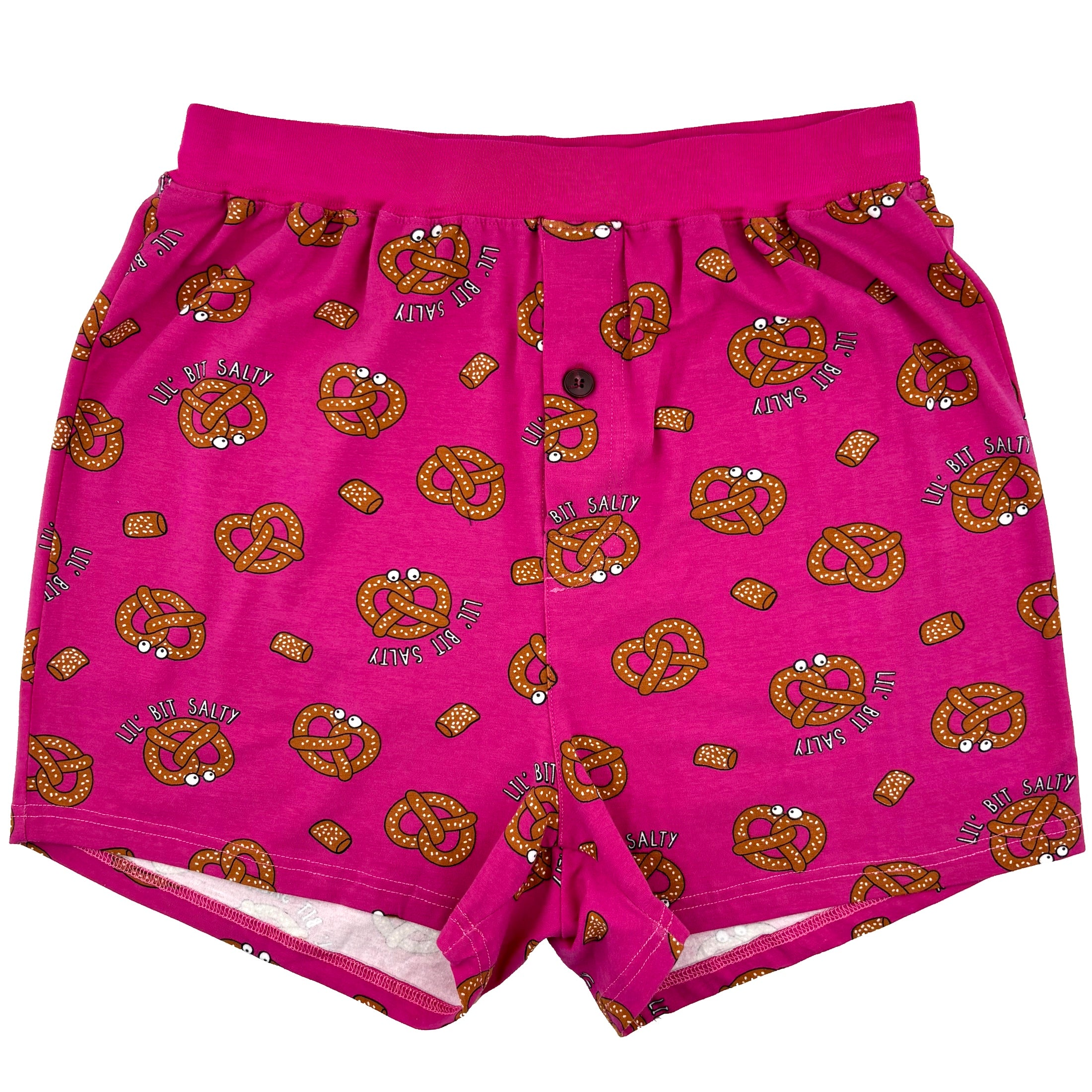 Men's Ultra Soft Pretzel Lil Bit Salty All Over Print Cotton PJ Shorts