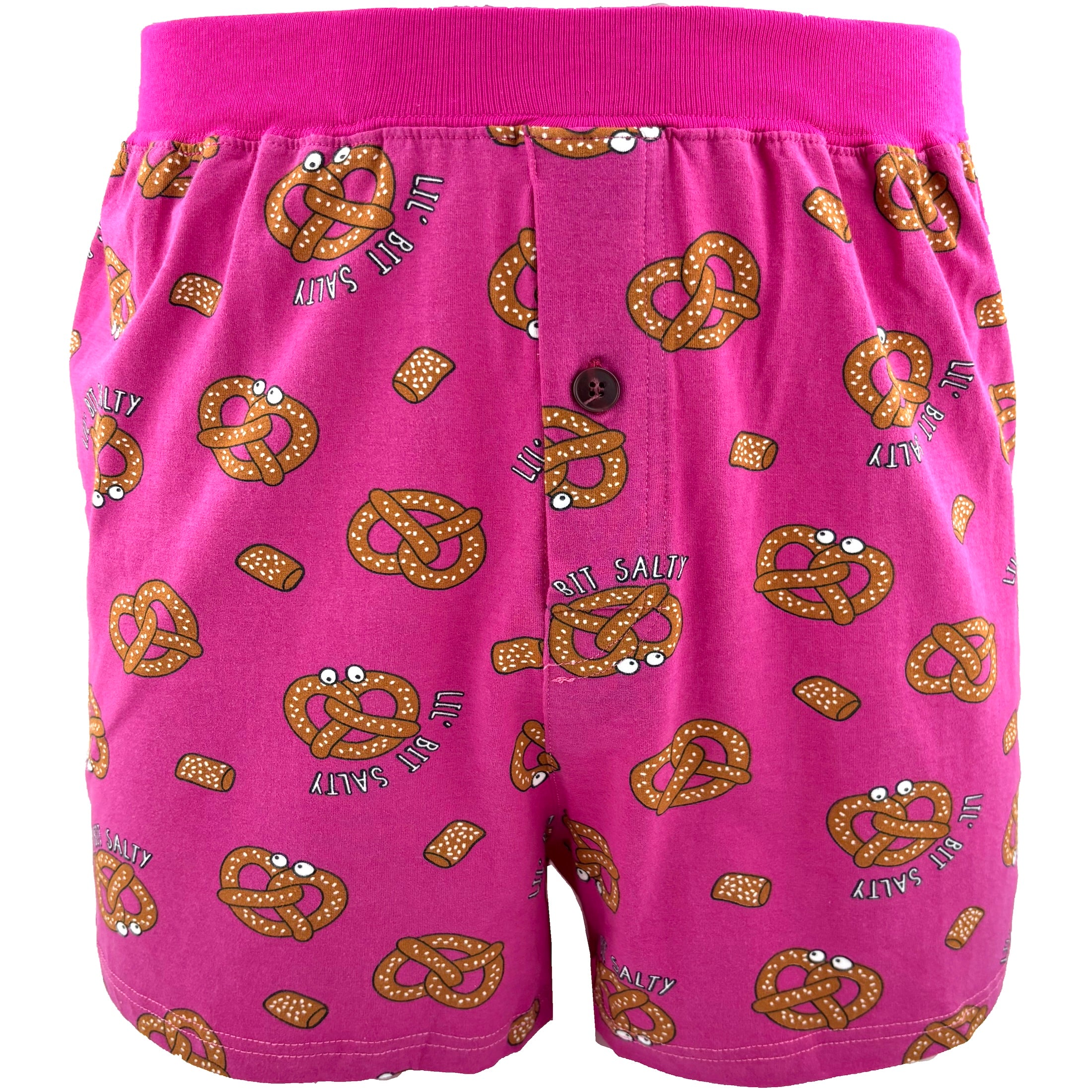 Men's Ultra Soft Pretzel Lil Bit Salty All Over Print Cotton PJ Shorts
