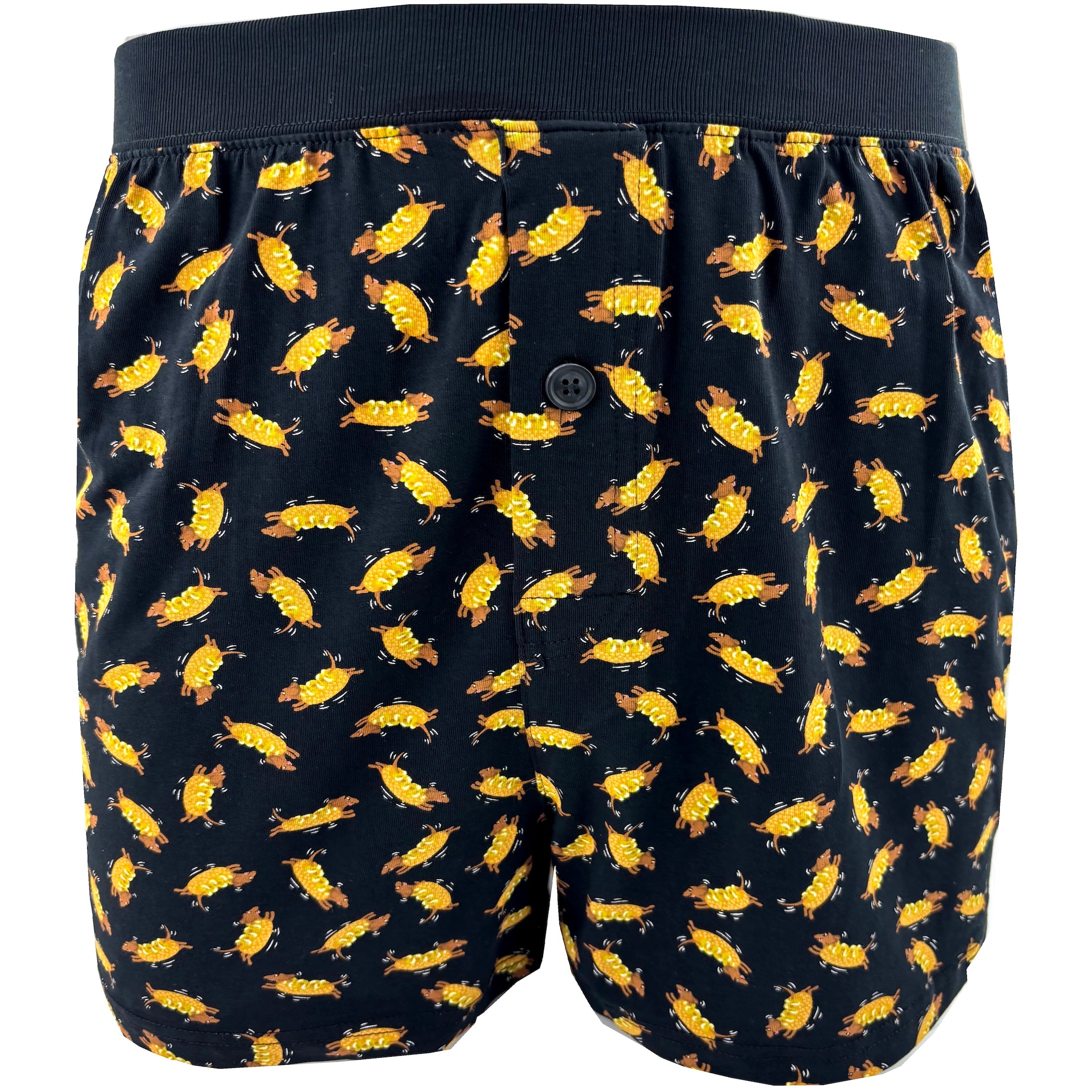 Men's Dachshund Puppy Dog Dressed Up As Hotdogs Print Pajama Shorts