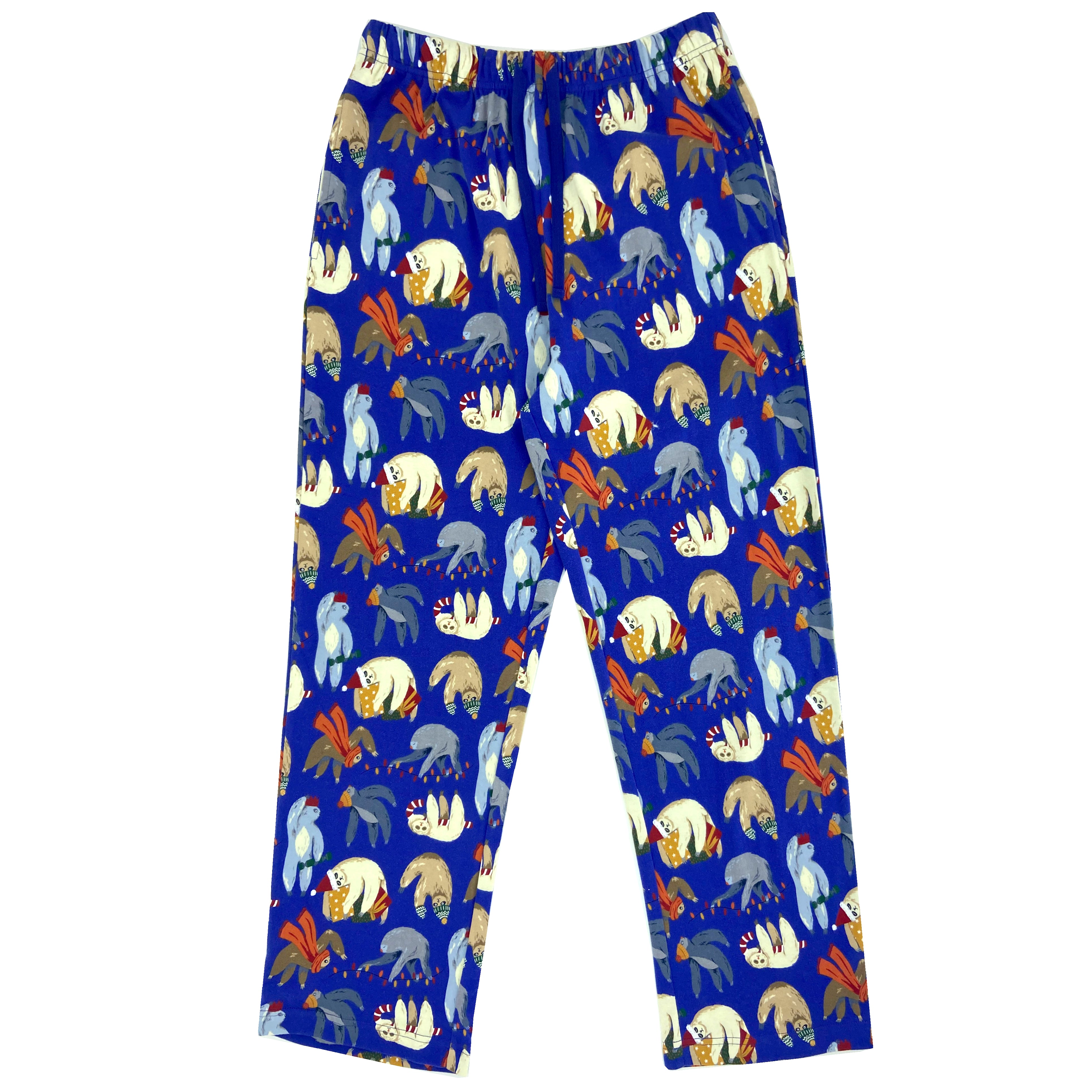 Super Soft Sleepy Christmas Sloth Print Long Cotton Knit Pajama Pants