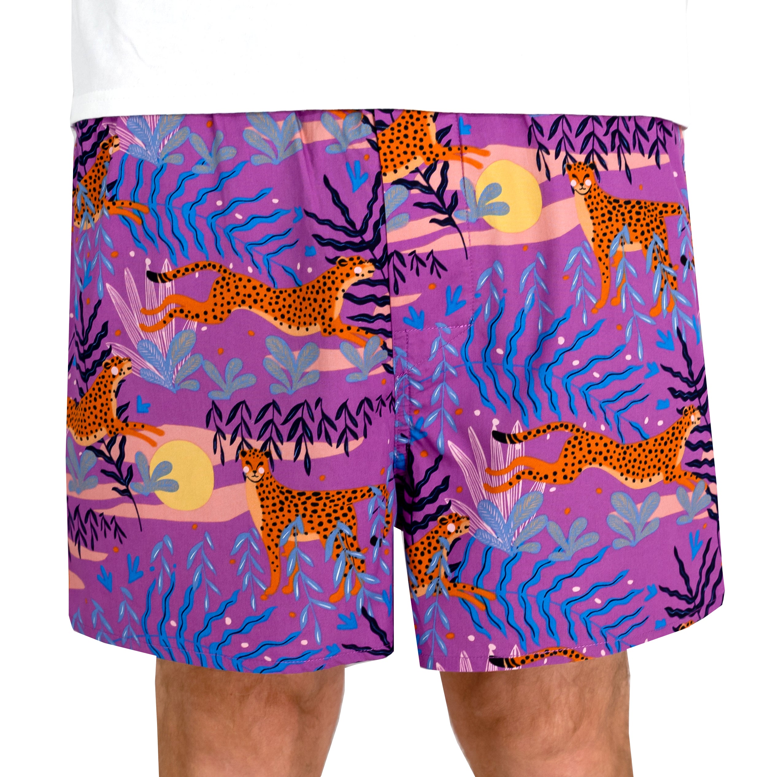 Men's Floral Tiger Faces All Over Print Breathable Cotton Boxer Shorts. Sleepwear Underwear For Adults