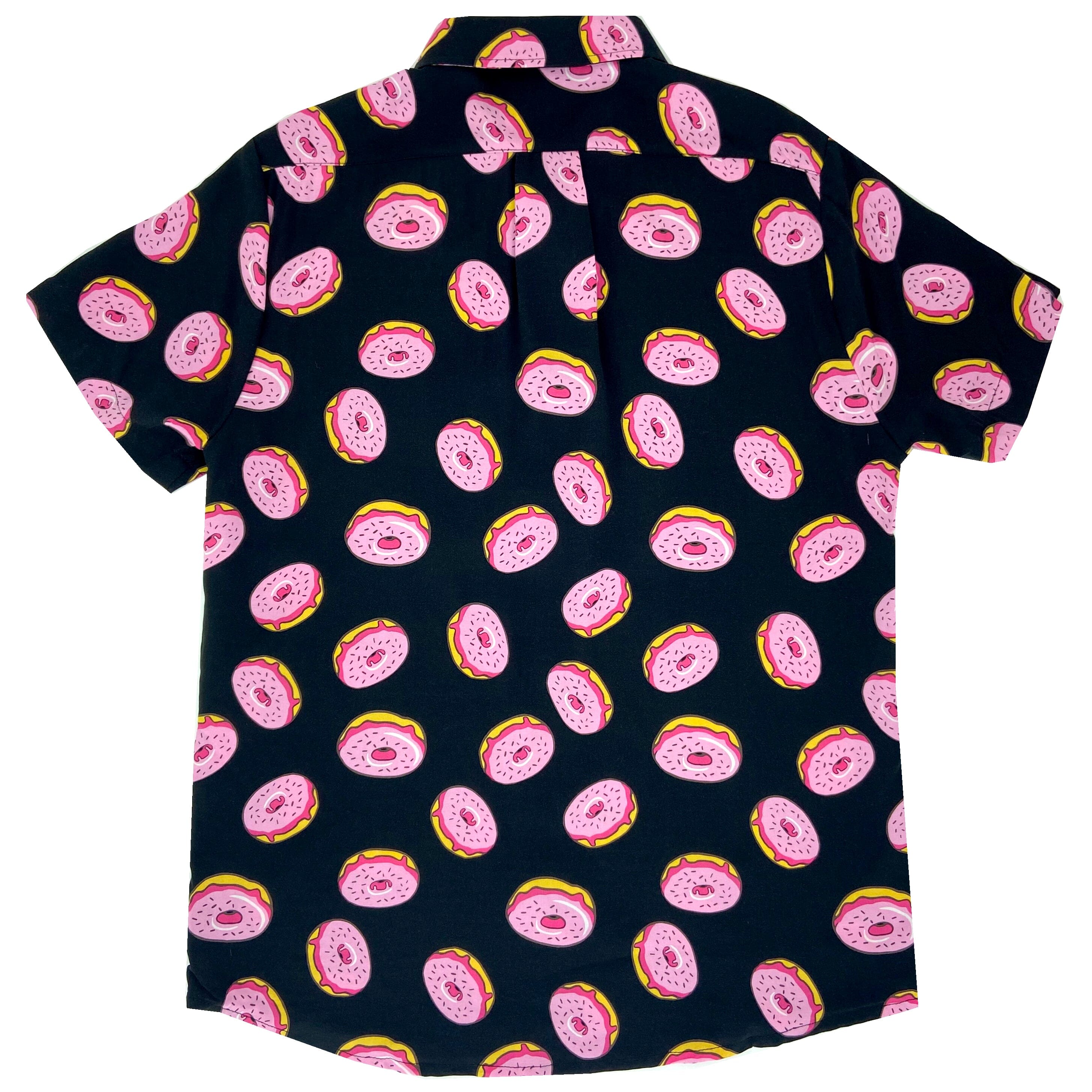 Men's Food Themed Sugary Donut Patterned Button Down Hawaiian Shirt