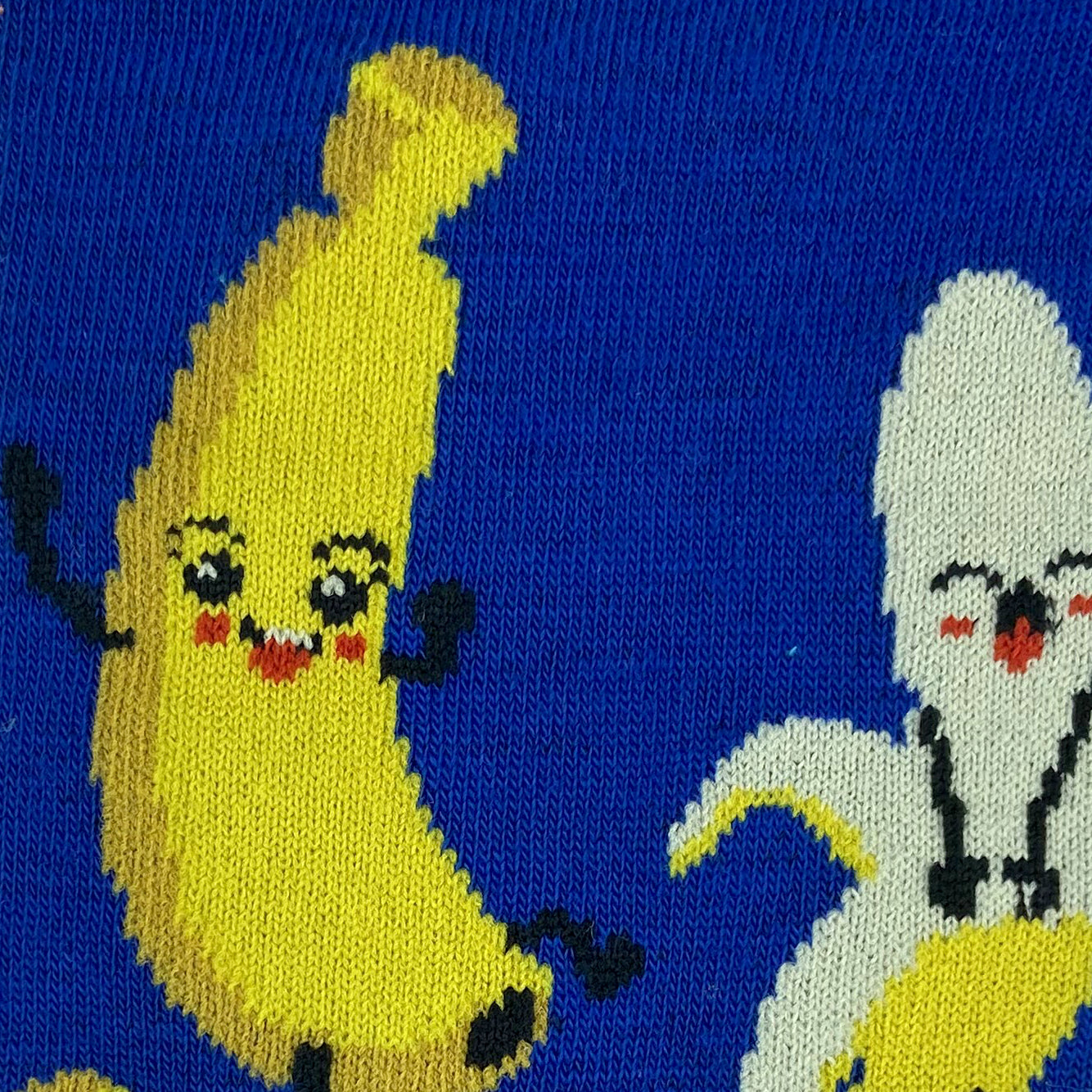 Unisex Bright Blue Smiley Banana Peel Fruit Themed Novelty Crew Socks