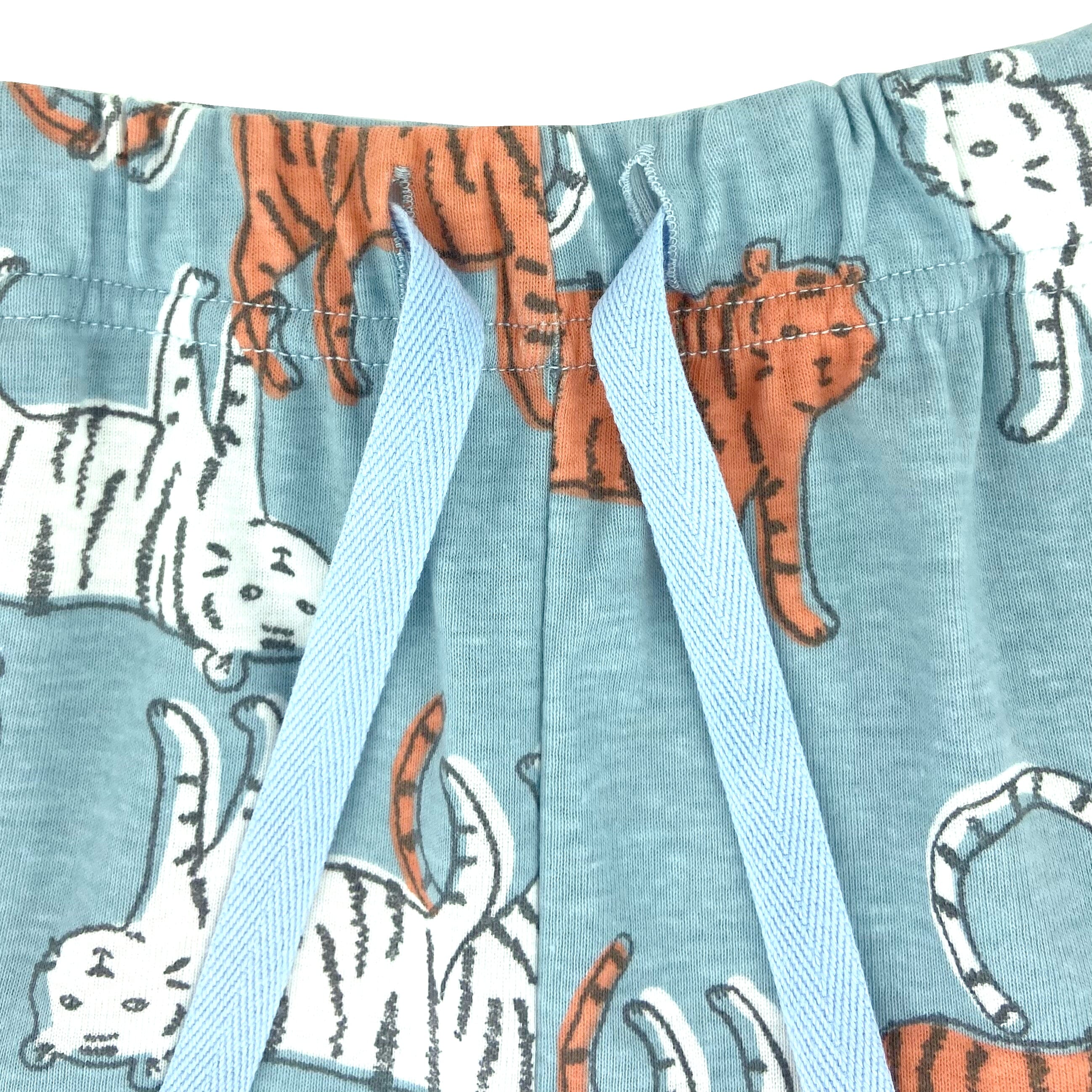 Women's Cartoon Tiger Cat Patterned Cotton Knit PJ Pyjama Shorts
