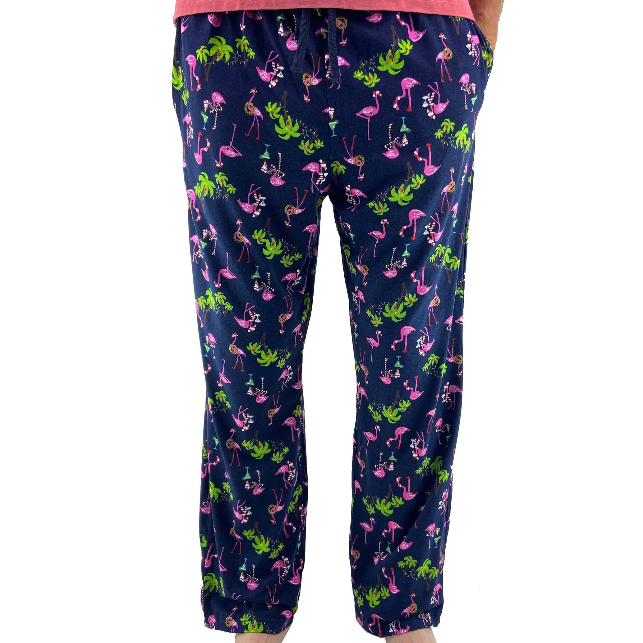 Men's Tropical Flamingo Wearing Santa Hats Christmas Themed PJ Pants