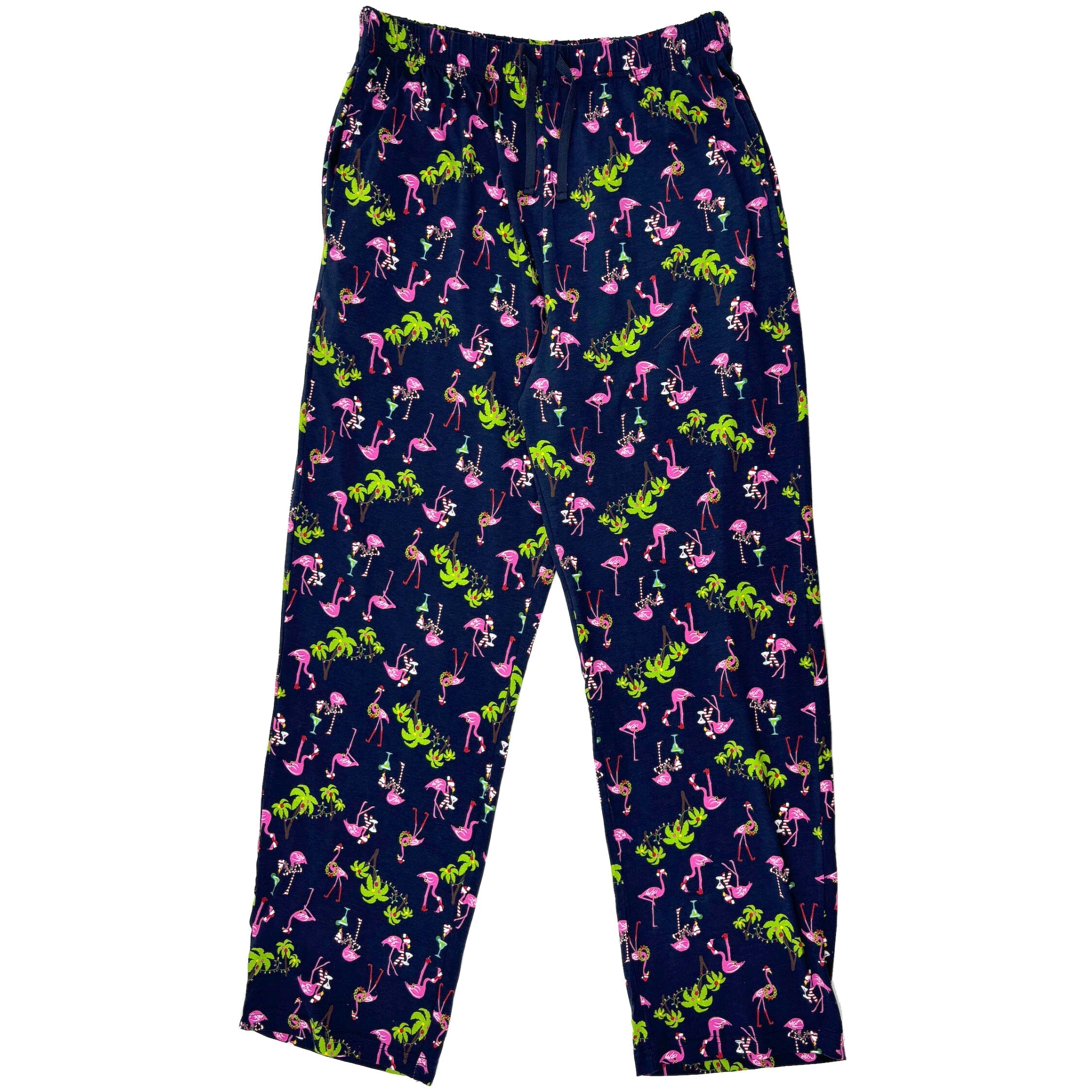 Men's Tropical Flamingo Wearing Santa Hats Christmas Themed PJ Pants