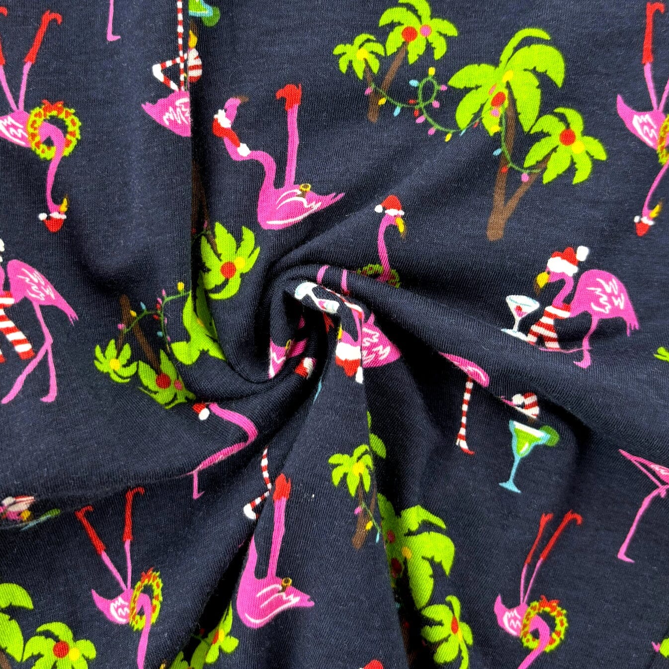 Men's Tropical Flamingo Wearing Santa Hats Christmas Themed PJ Pants
