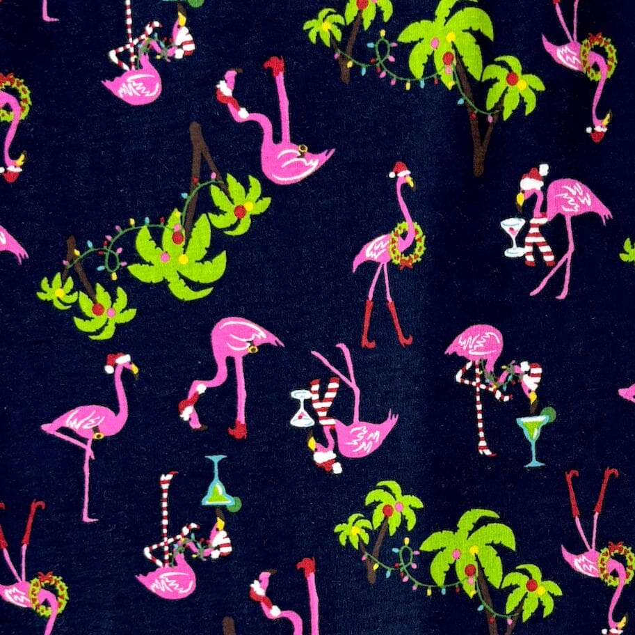 Men's Tropical Flamingo Wearing Santa Hats Christmas Themed PJ Pants