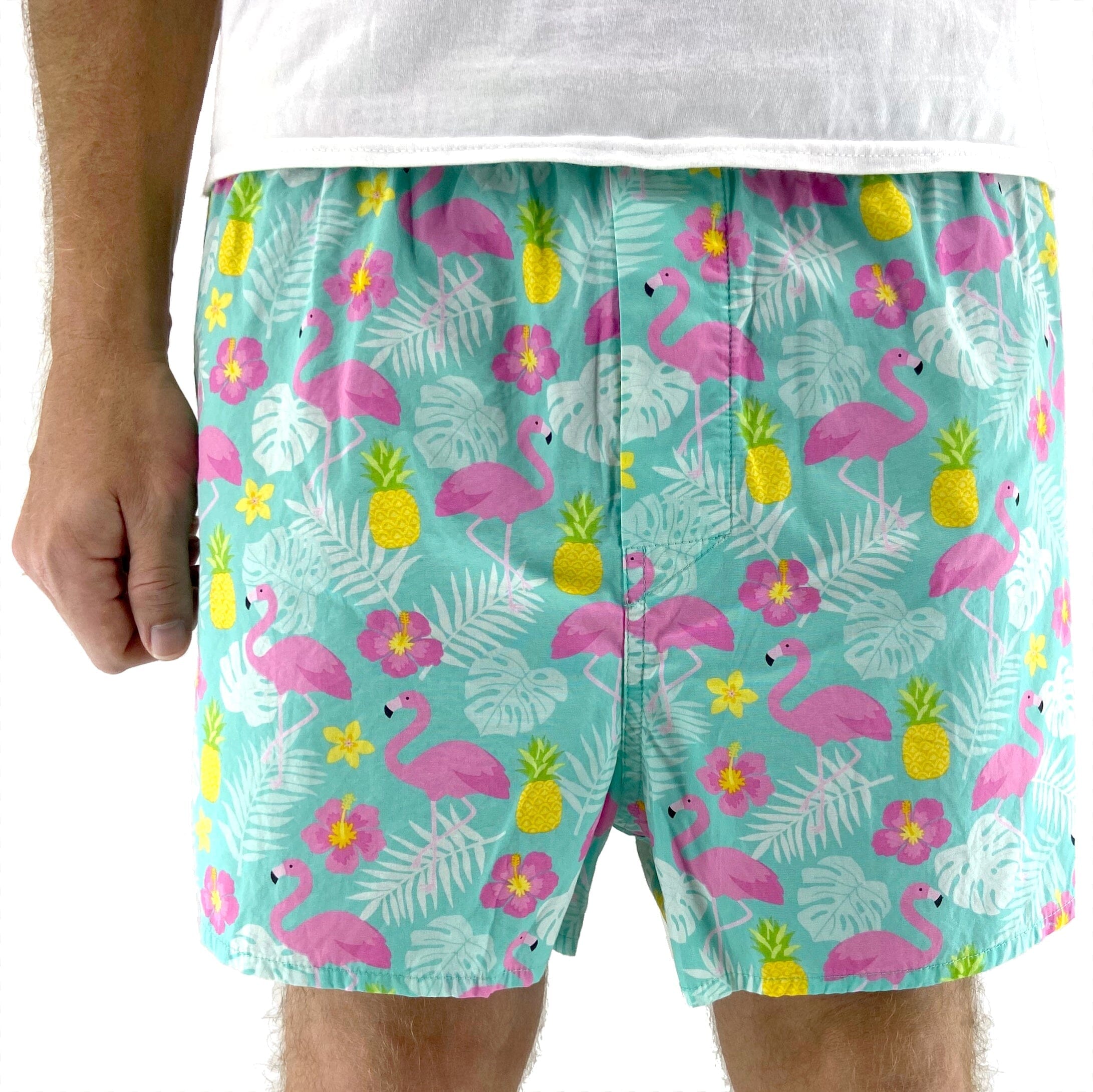 Men's Colorful Tropical Pineapple & Flamingo Patterned Boxer Shorts