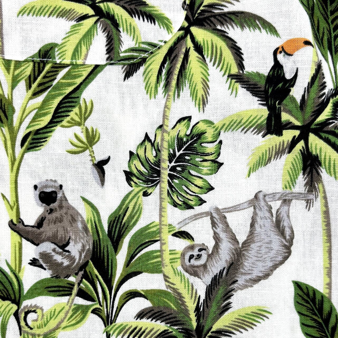 Men's Leafy Toucan Monkey Sloth All Over Print Linen Button Down Shirt