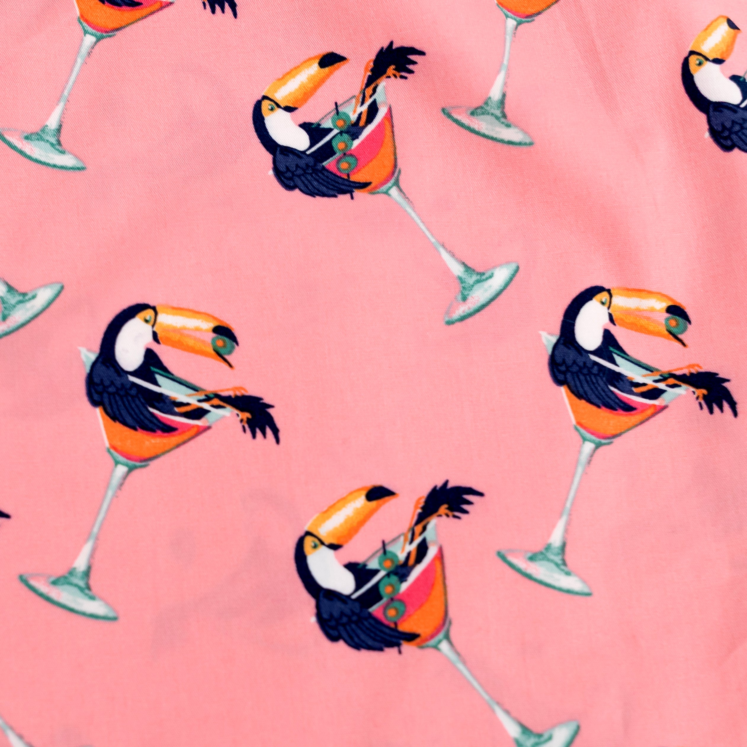 Men's Cool Toucans in Martini Glasses Print Cotton Boxer Shorts Undies Underwear