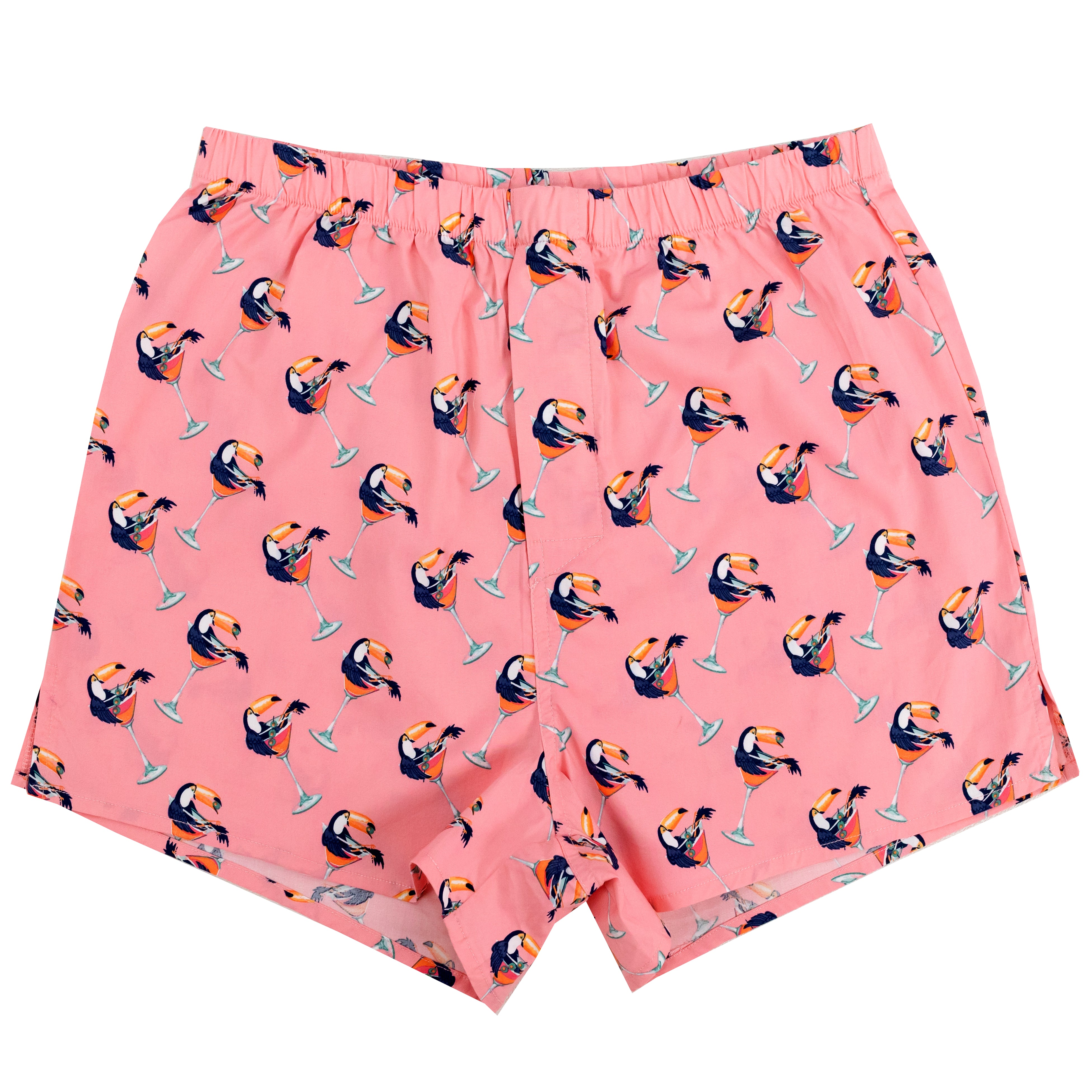 Men's Cool Toucans in Martini Glasses Print Cotton Boxer Shorts Undies Menswear Shop Cotton Underwear