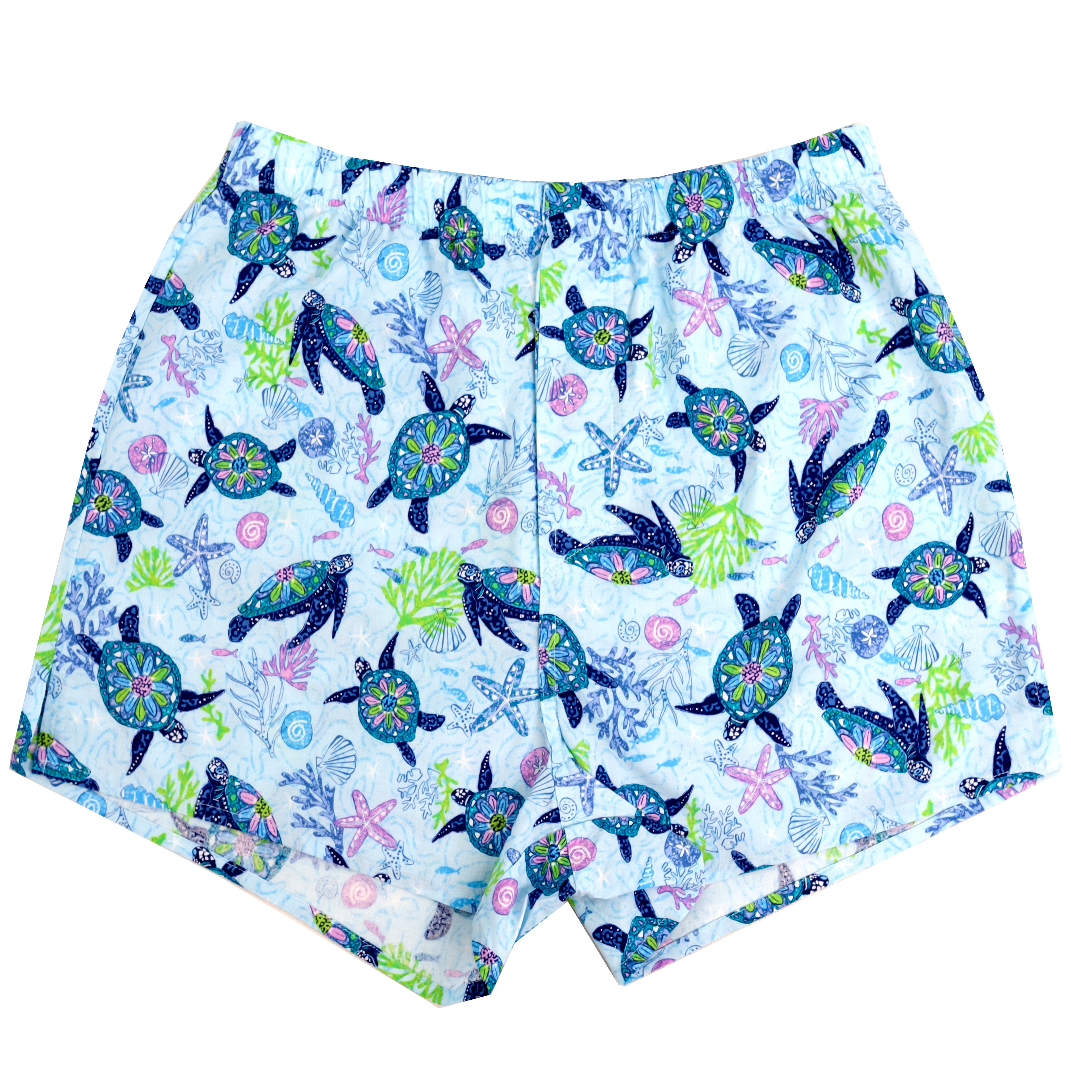 Ocean Themed Sea Turtles & Coral Reef All Over Print Boxer Shorts