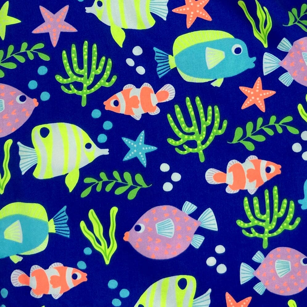 Colorful Tropical Fish Patterned Mens Cotton Boxer Shorts Underwear