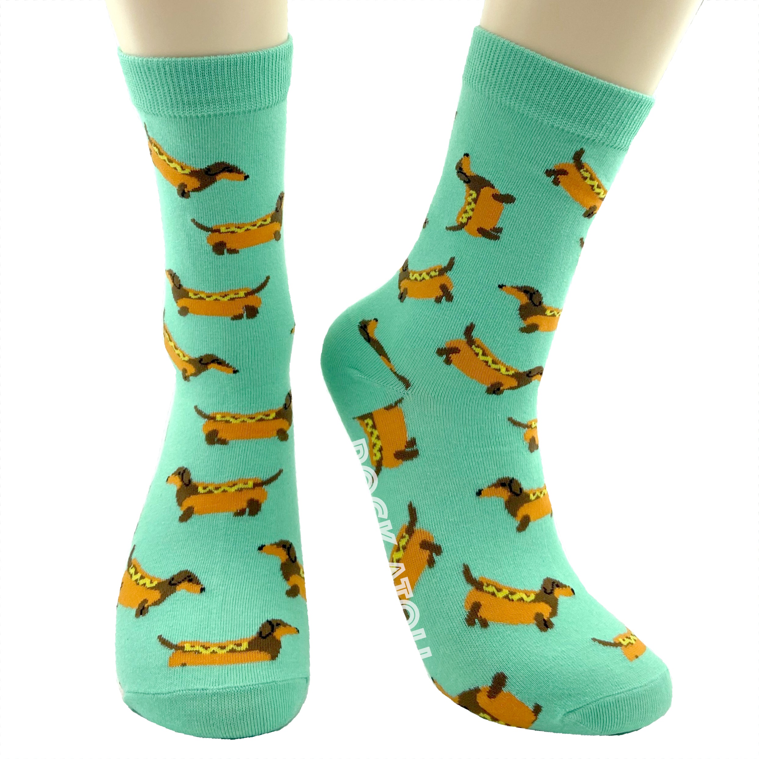 Adorable Dachshund Shaped Hot Dogs All Over Print Novelty Crew Socks