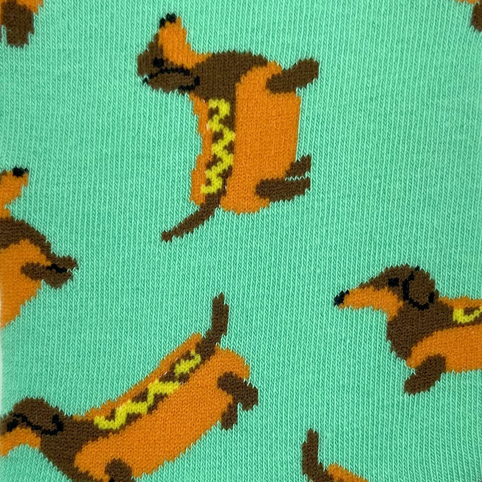 Adorable Dachshund Shaped Hot Dogs All Over Print Novelty Crew Socks