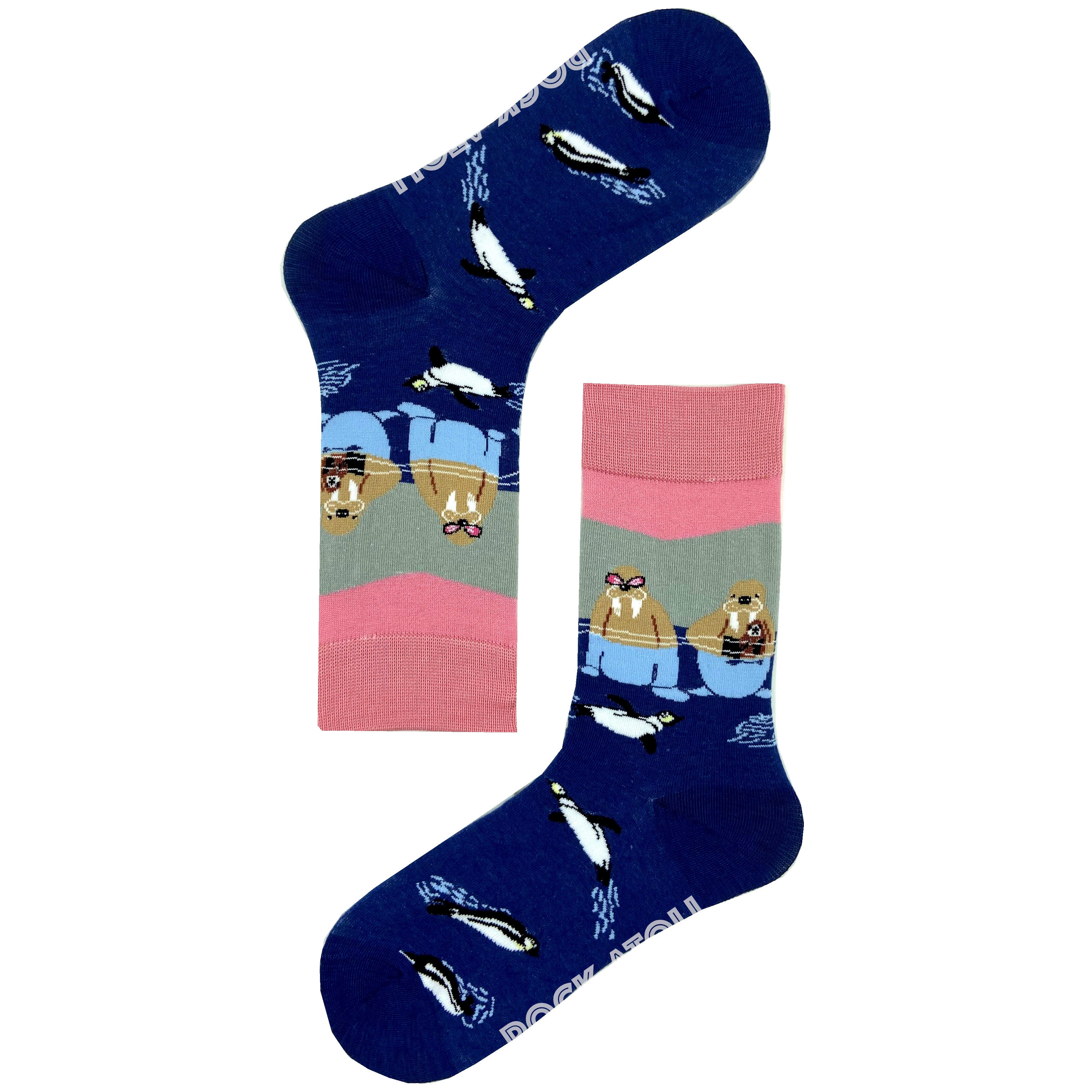 Cute Arctic Animals Walrus and Penguins All Over Print Novelty Socks