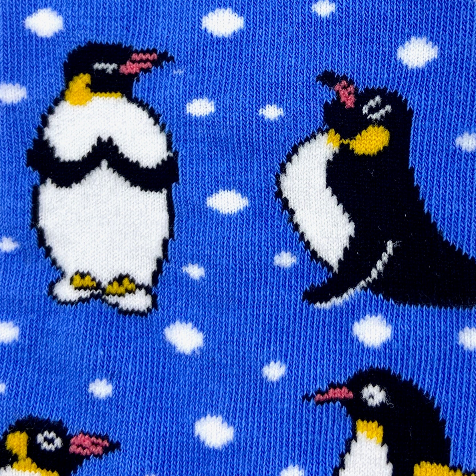Unisex Penguins Doing Yoga Patterned Fun Unusual Blue Novelty Socks