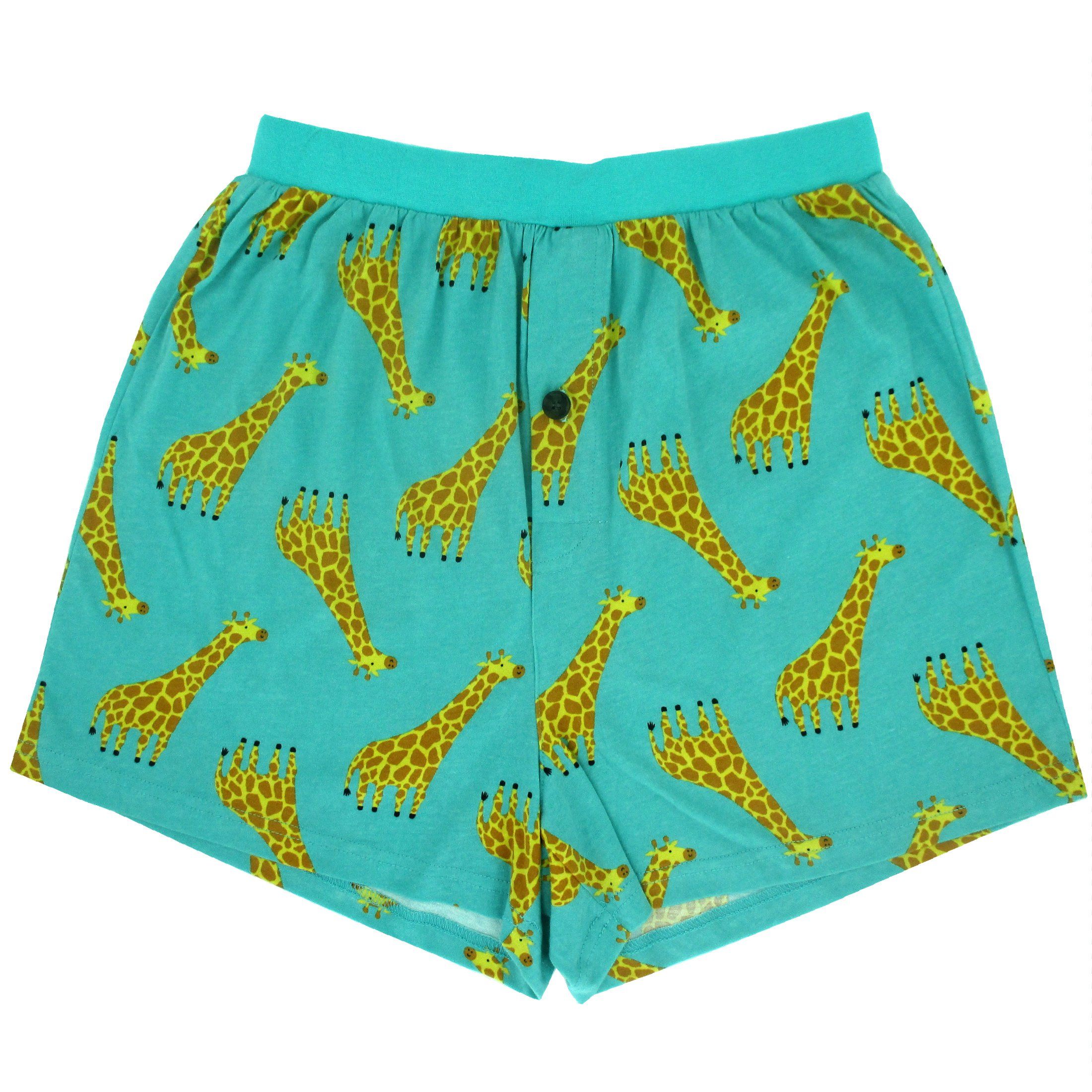 Cute Cartoon Giraffe All Over Print Cotton Jersey Knit Boxer Shorts
