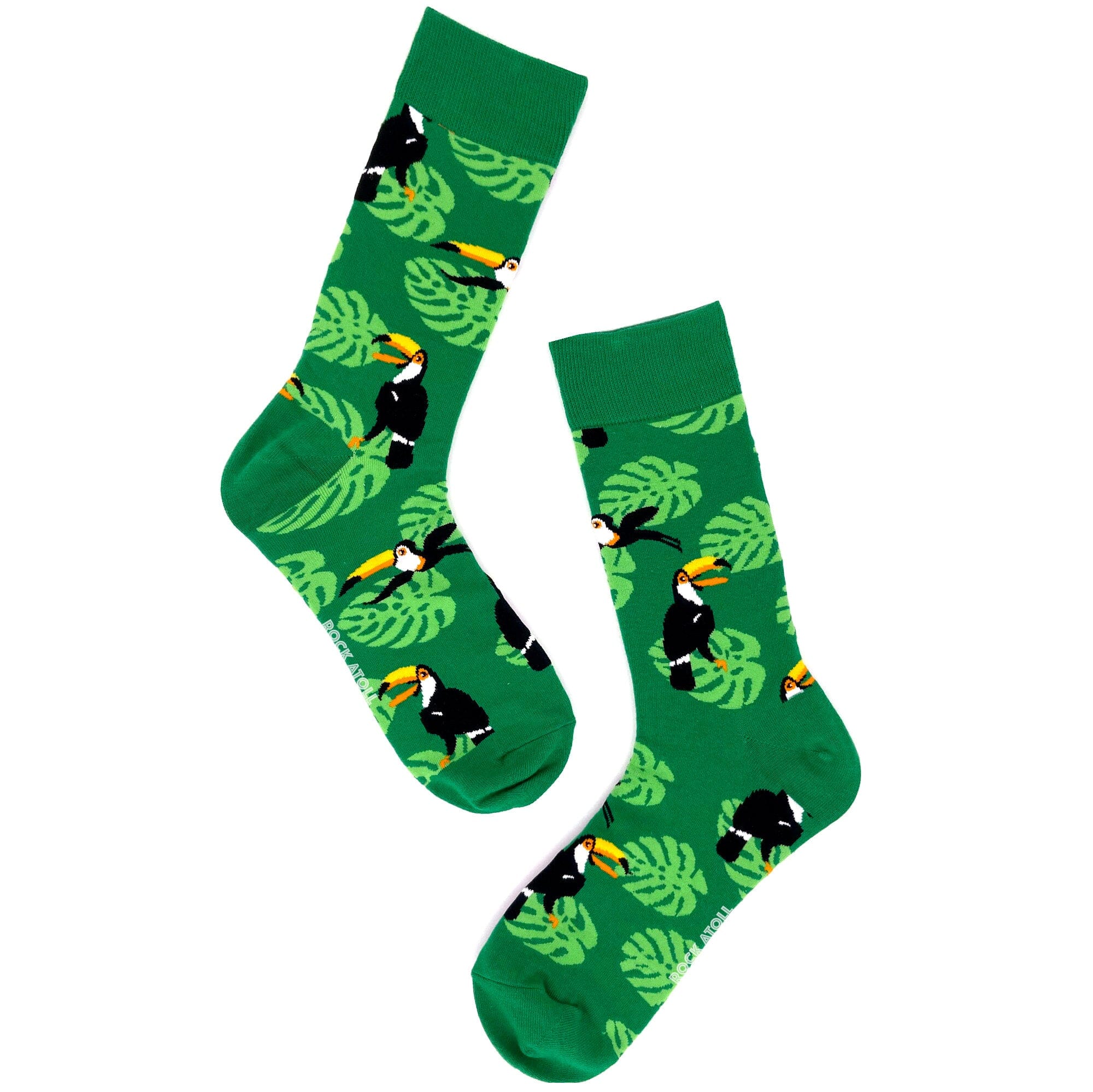 Bright Green Unisex Toucan Tropical Bird Patterned Novelty Crew Socks