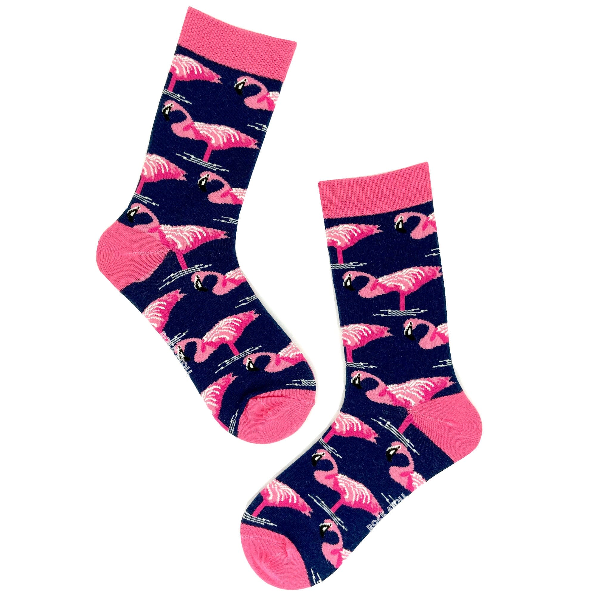 Bright Colorful Unisex Pink Flamingo Themed Novelty Crew Dress Socks