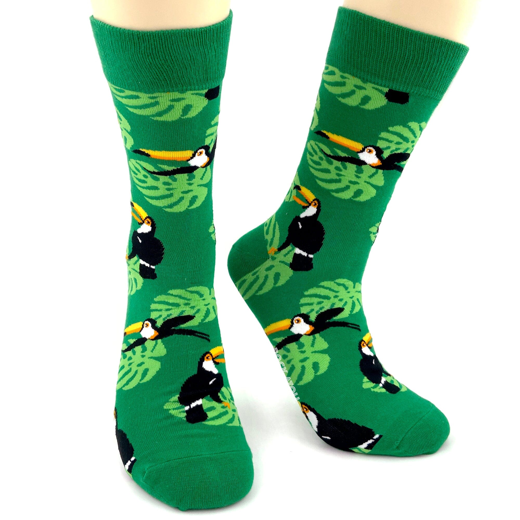 Bright Green Unisex Toucan Tropical Bird Patterned Novelty Crew Socks