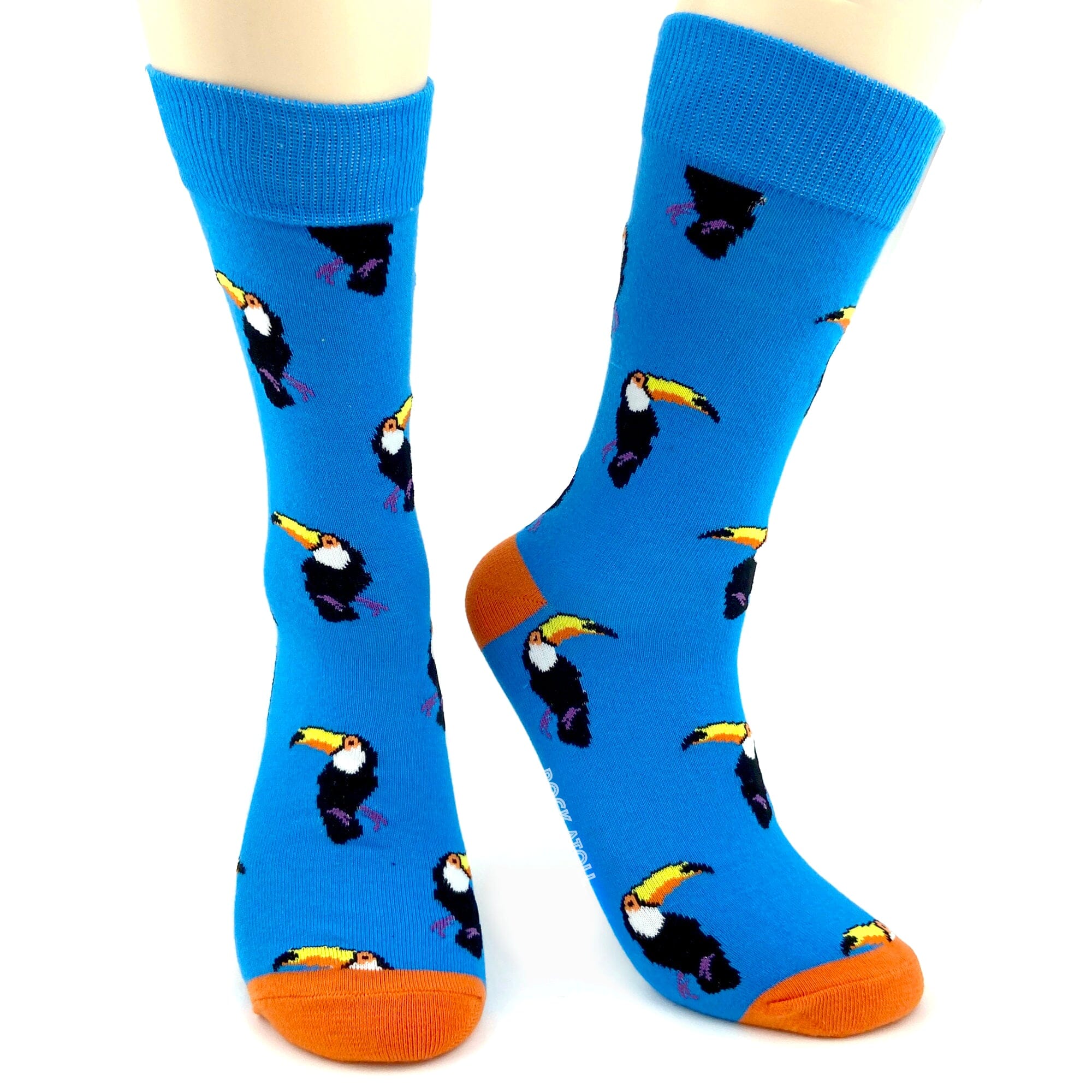 Bright Blue Unisex Toucan Tropical Bird Patterned Novelty Crew Socks