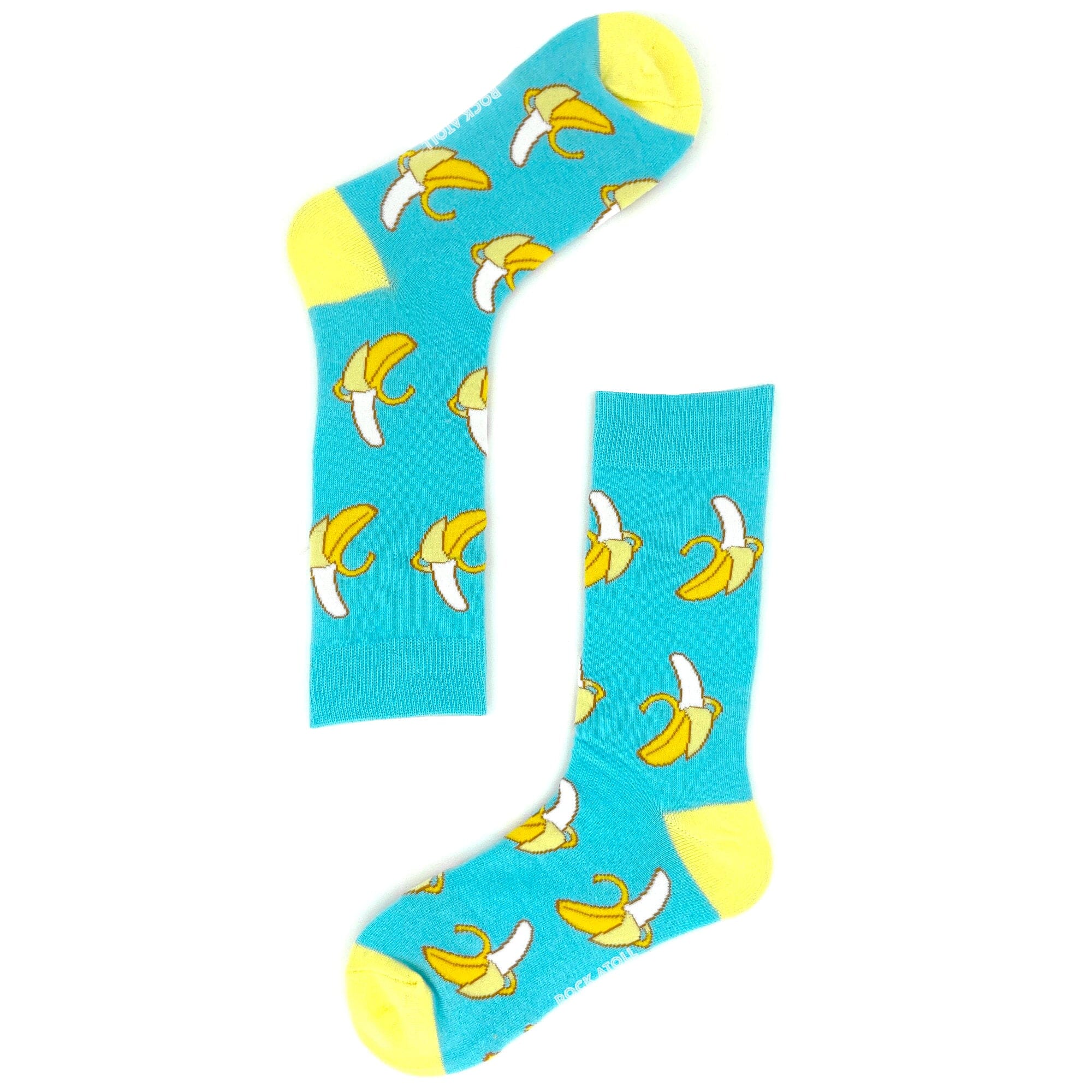 Unisex Bright Blue Funky Banana Peel Fruit Themed Novelty Crew Socks