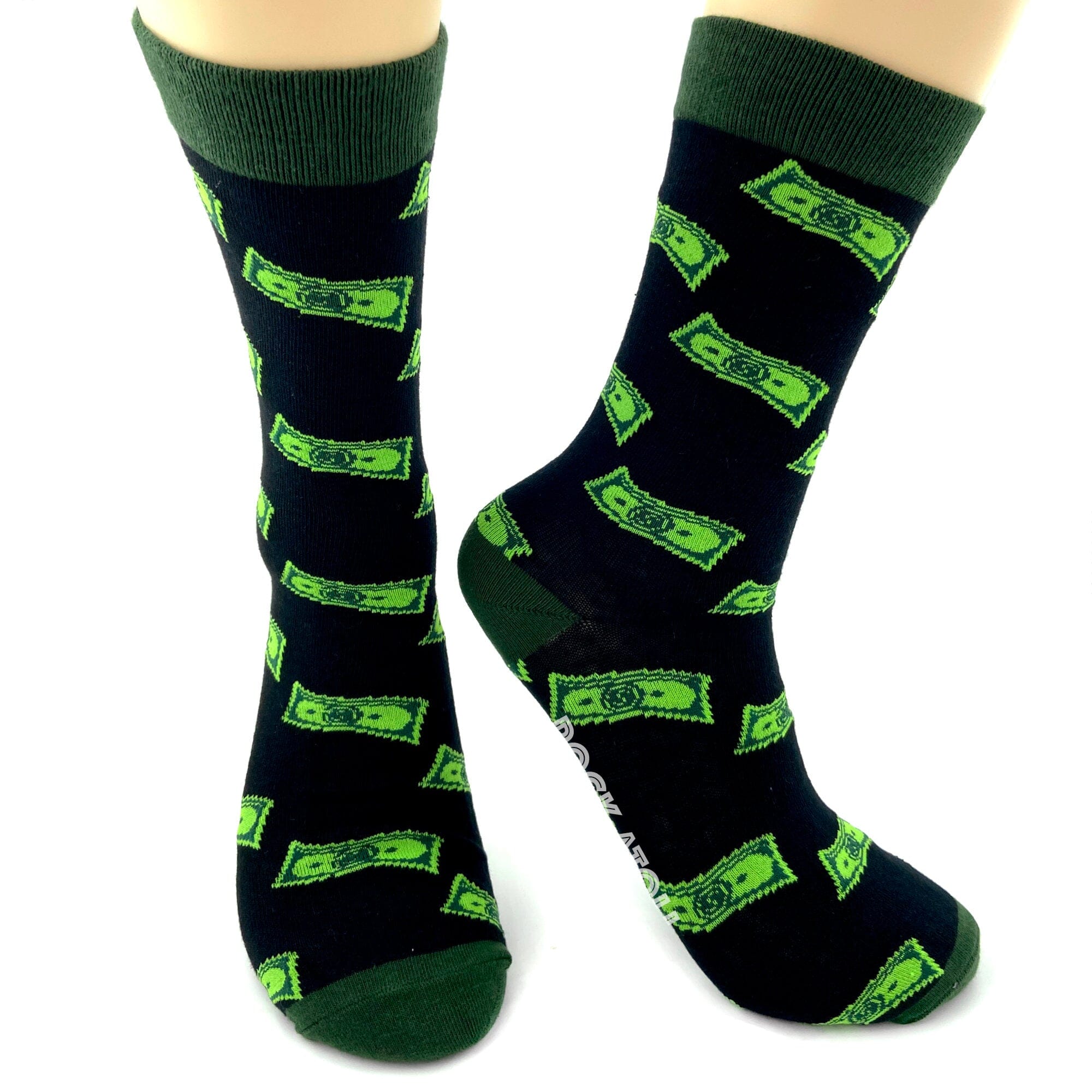 Make It Rain Dollar Bills Cash Themed Silly Stylish Novelty Crew Socks