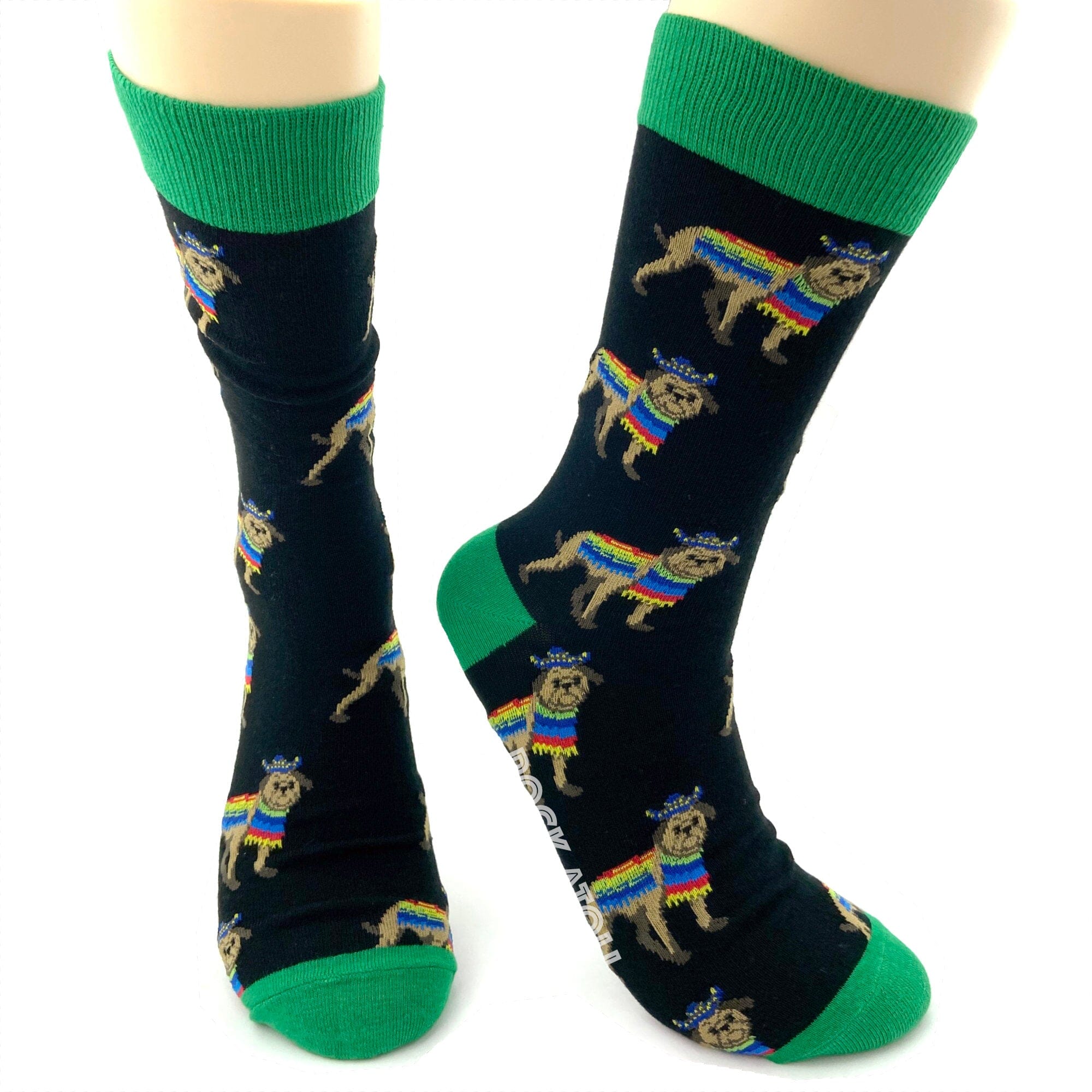 Fun Unique Pug Dogs in Sombreros Themed Long Novelty Crew Socks