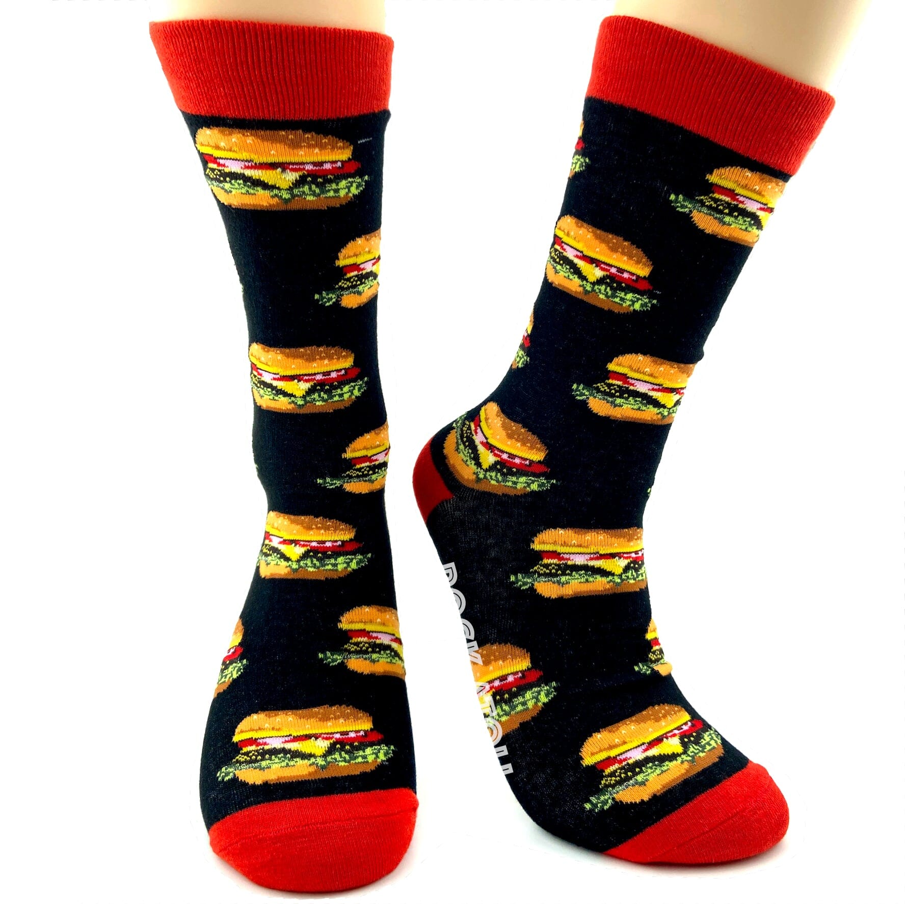 Black Unisex Cheeseburgers Print Fast Food Foodie Themed Novelty Socks