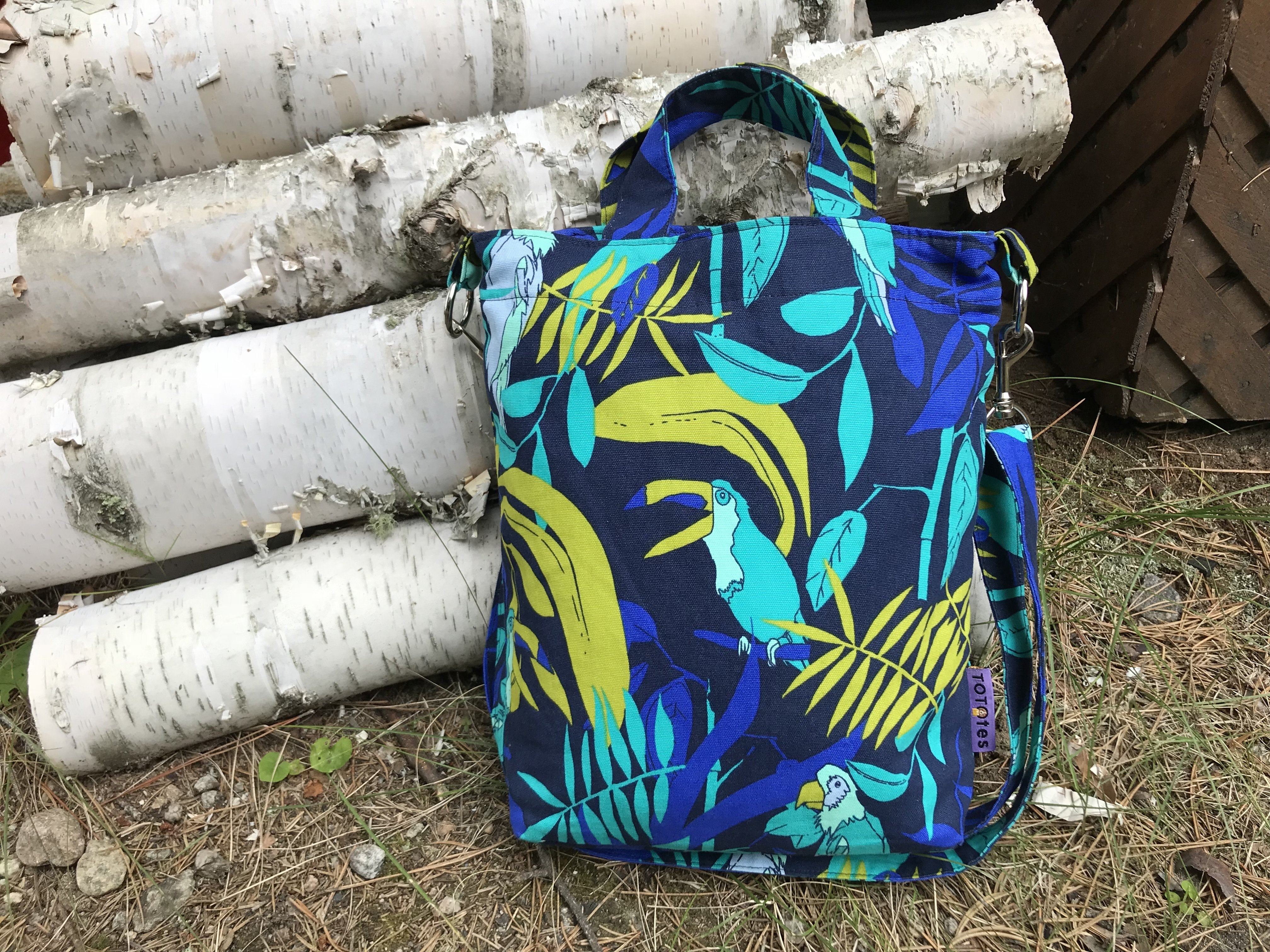 Blue Parrot Toucan Bird Patterned Mini Cross Body Tote Duck Bag