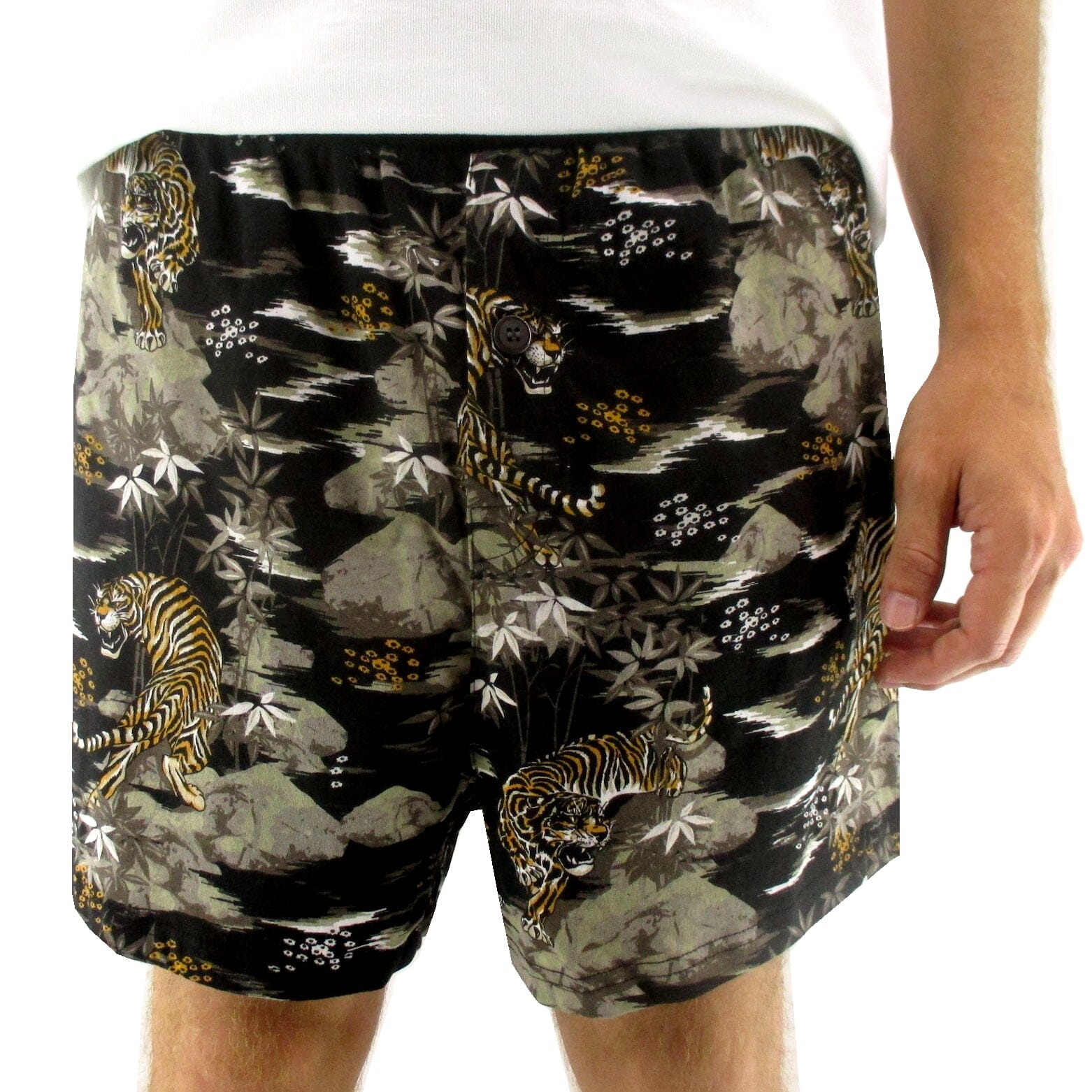 Men's Sleepwear. Soft Comfy Tiger All Over Print Cotton Pyjama Shorts