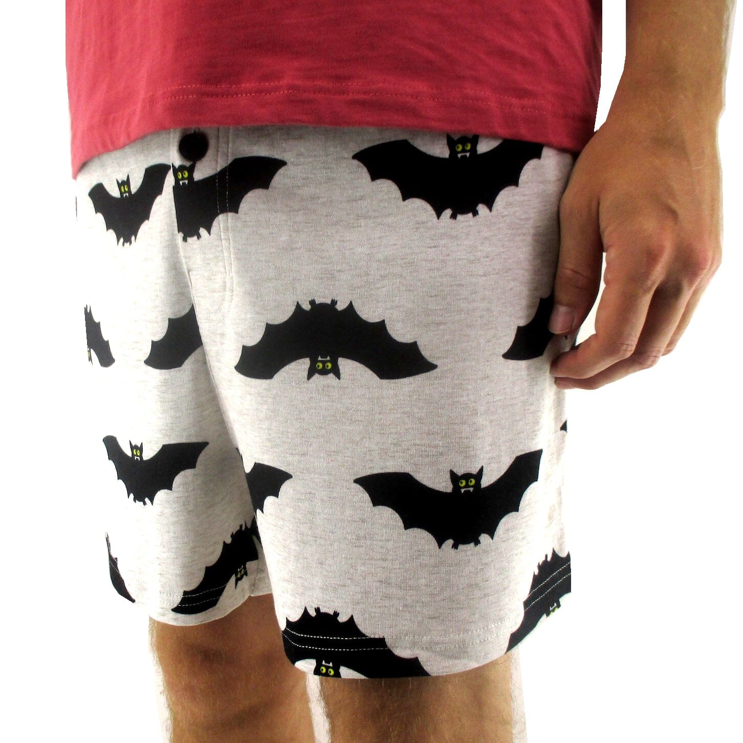 Men's Sleepwear. Super Comfy Bat Patterned Cotton Boxer Pajama Shorts