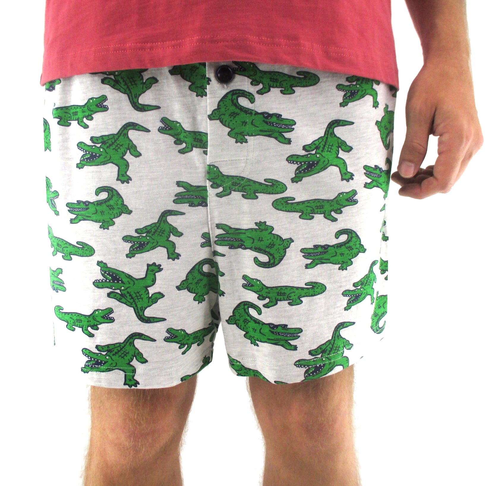Comfy Sleepwear Alligator All Over Print Cotton Pajama Shorts for Men