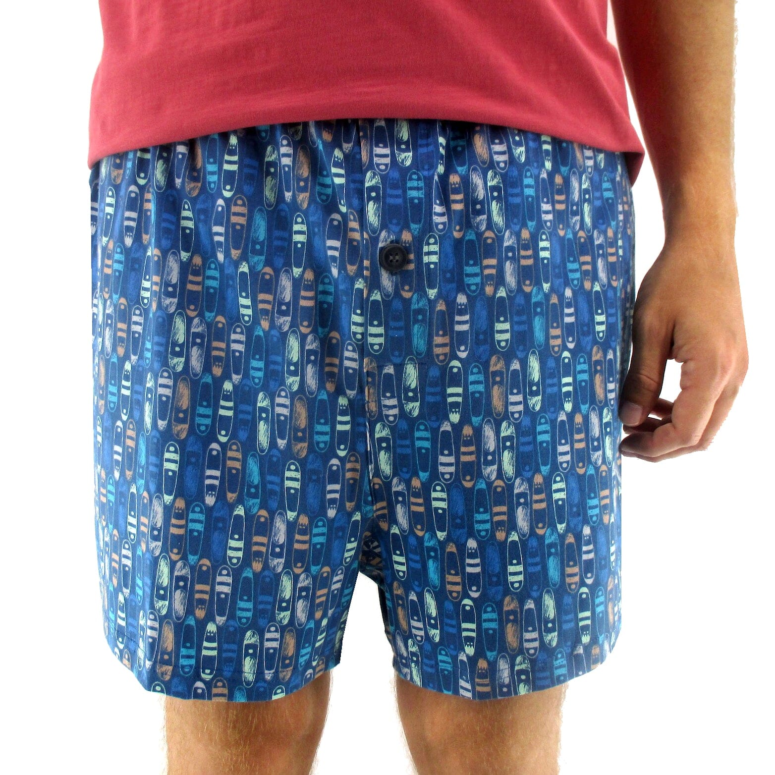 Comfy Sleepwear Surfboard All Over Print Cotton Pajama Shorts for Men