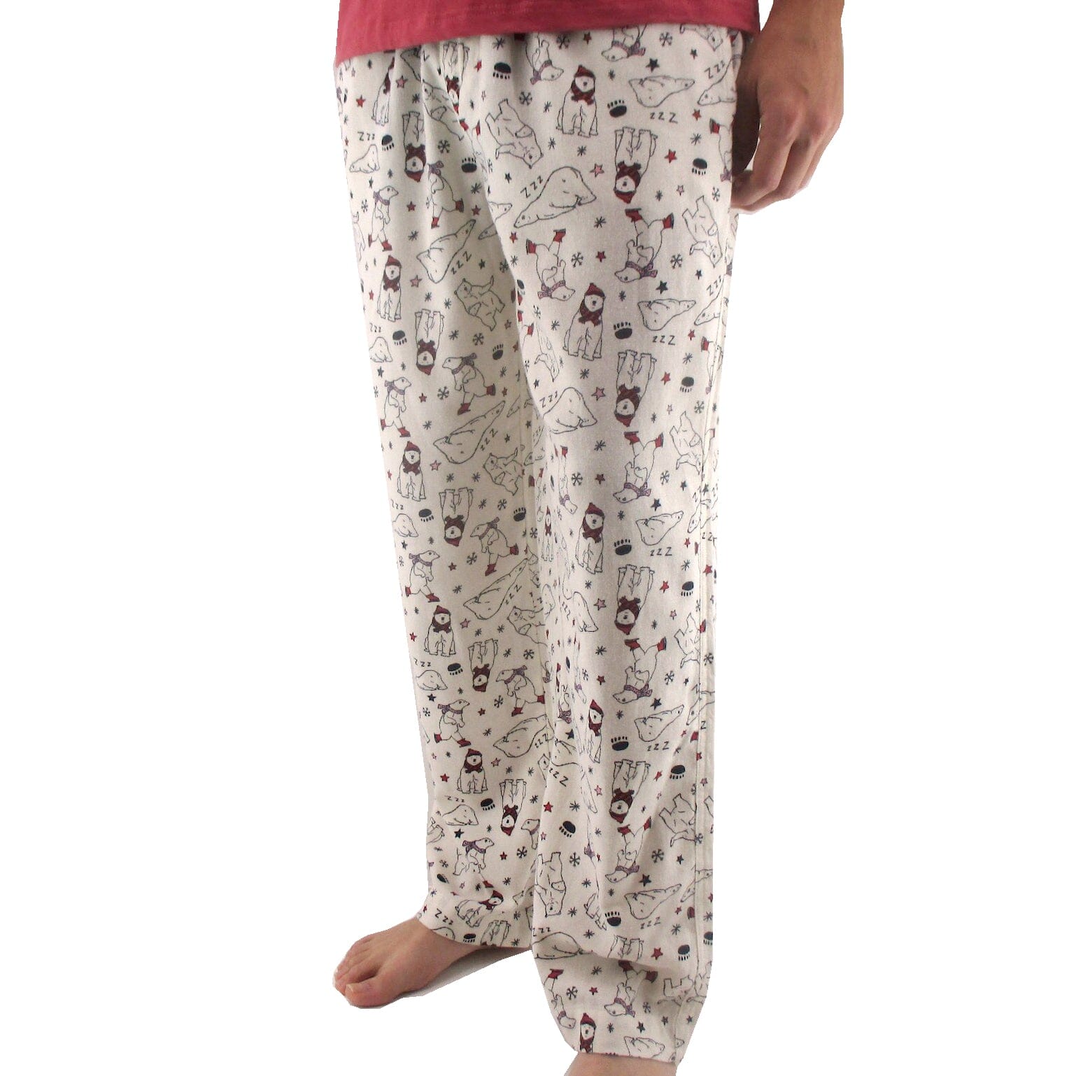 White Polar Bear Pajama Pants For Men. Men's Animal Print Lounge Pants