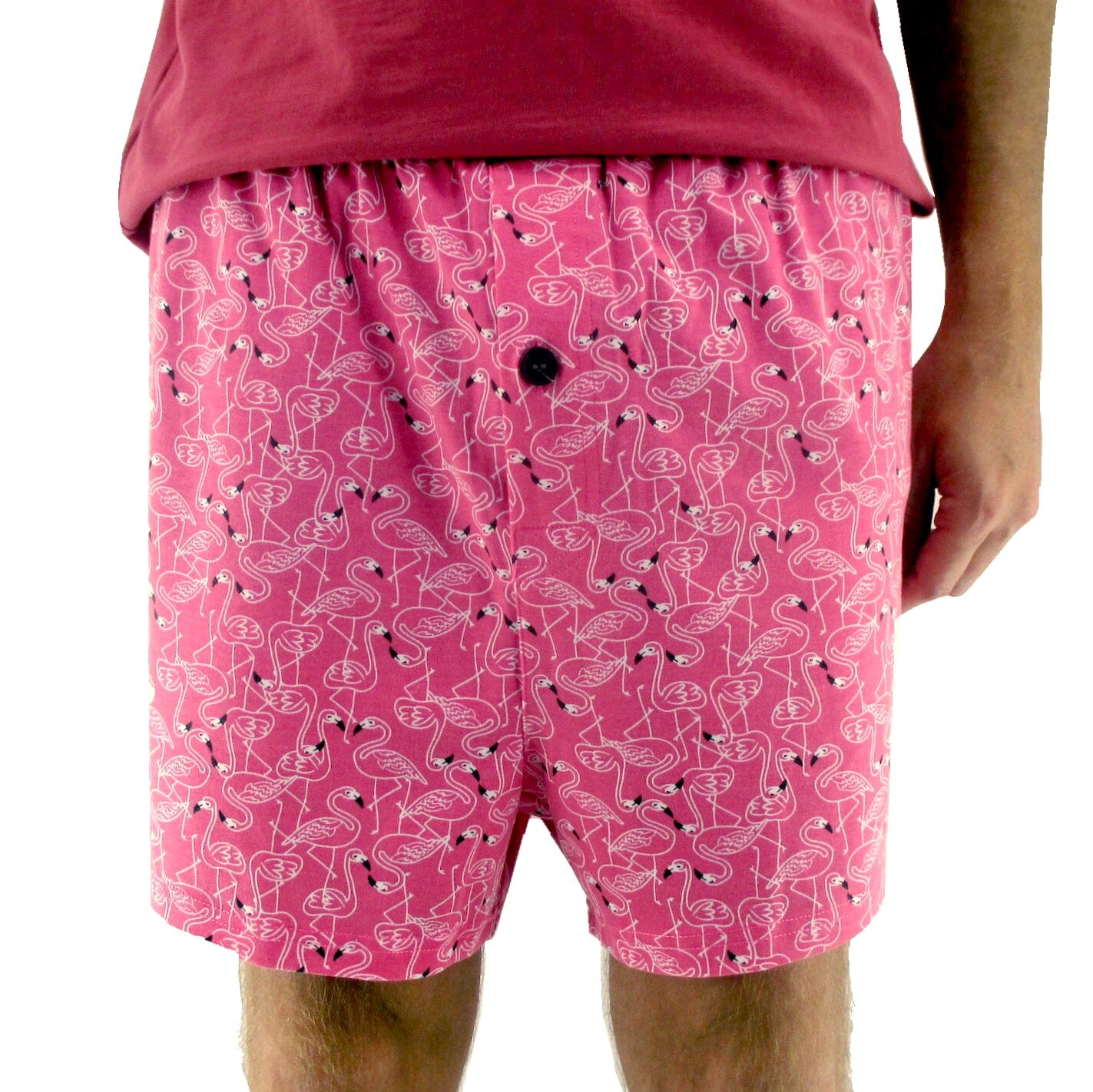 Men's Bright Colorful Flamingo Patterned Cotton Boxer Pyjama Shorts