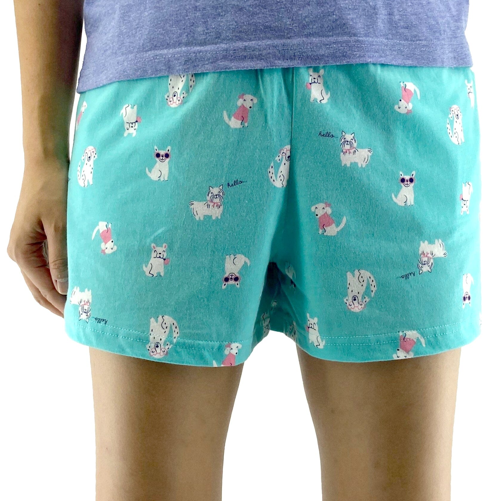 Women's Pet Lovers Dog Patterned Cotton Jersey Knit Pajama Bottoms