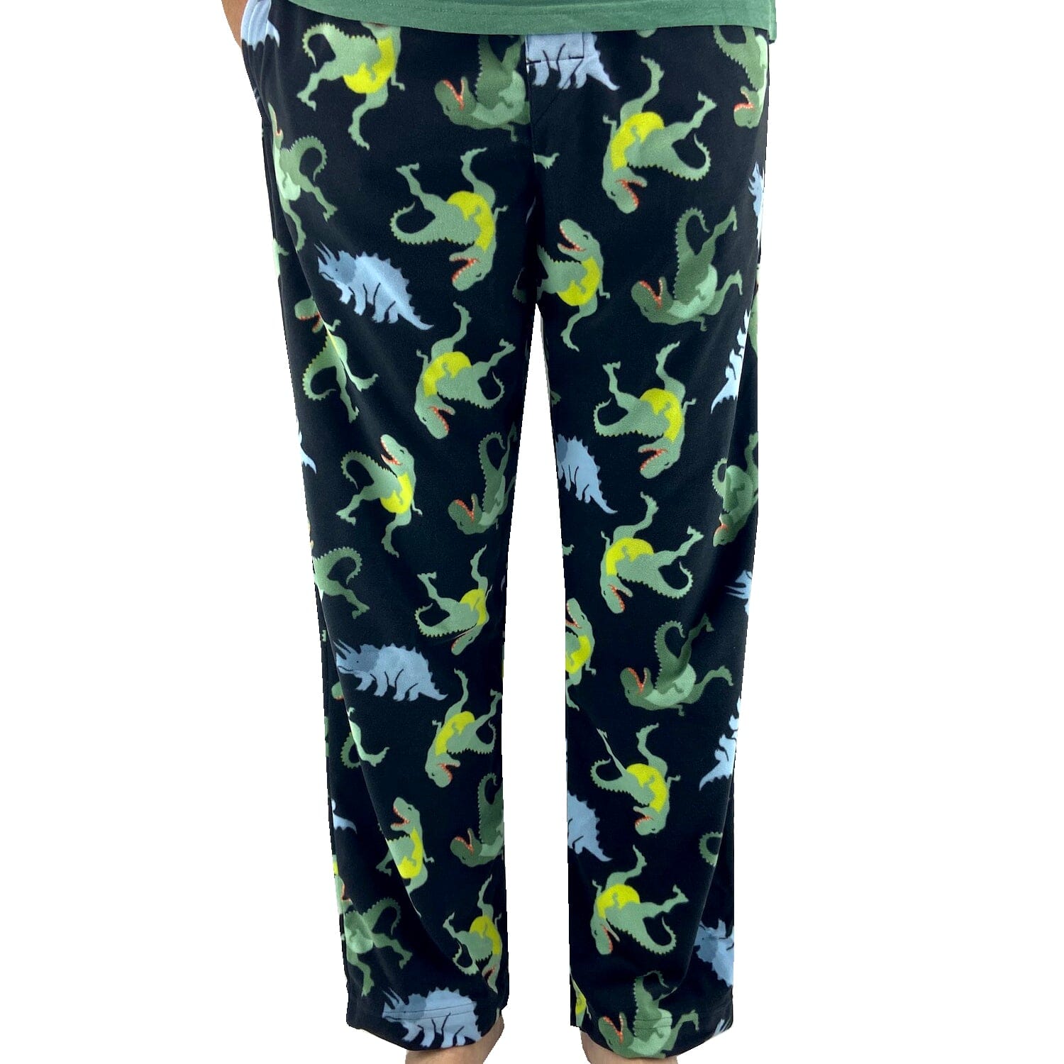Men's Winter Essential Dinosaur Patterned Soft Fleece Pajama PJ Pants