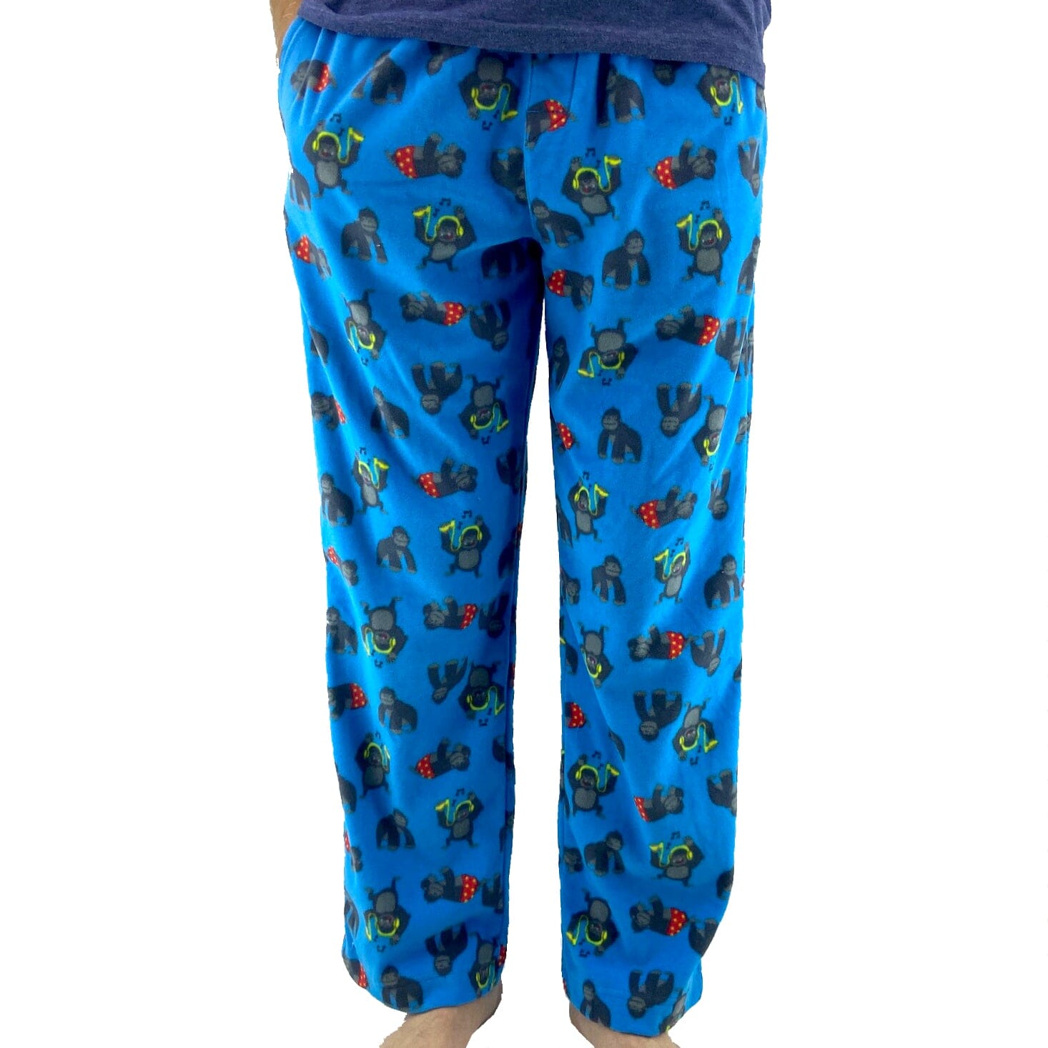 Men's Sleepwear Partying Gorilla Print Warm Winter Fleece Pajama Pants