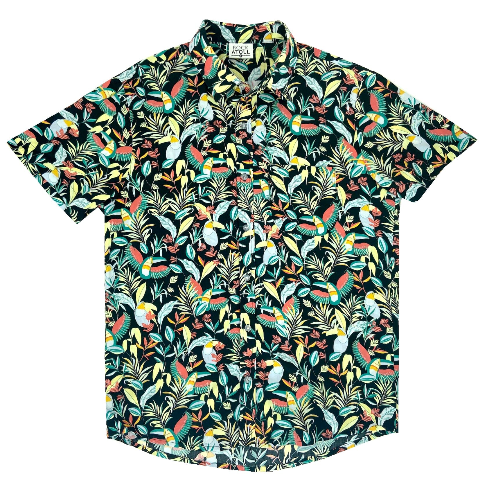 Men's Colorful Tropical Toucan Patterned Button Down Hawaiian Shirt