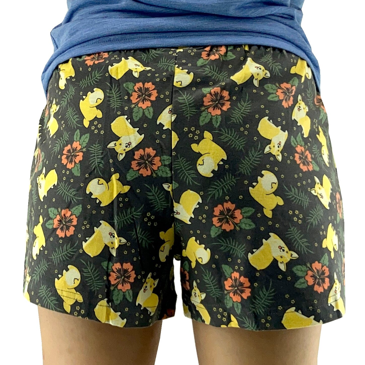 Women's Corgi Butt All-Over Novelty Print Cotton Knit PJ Pajama Shorts