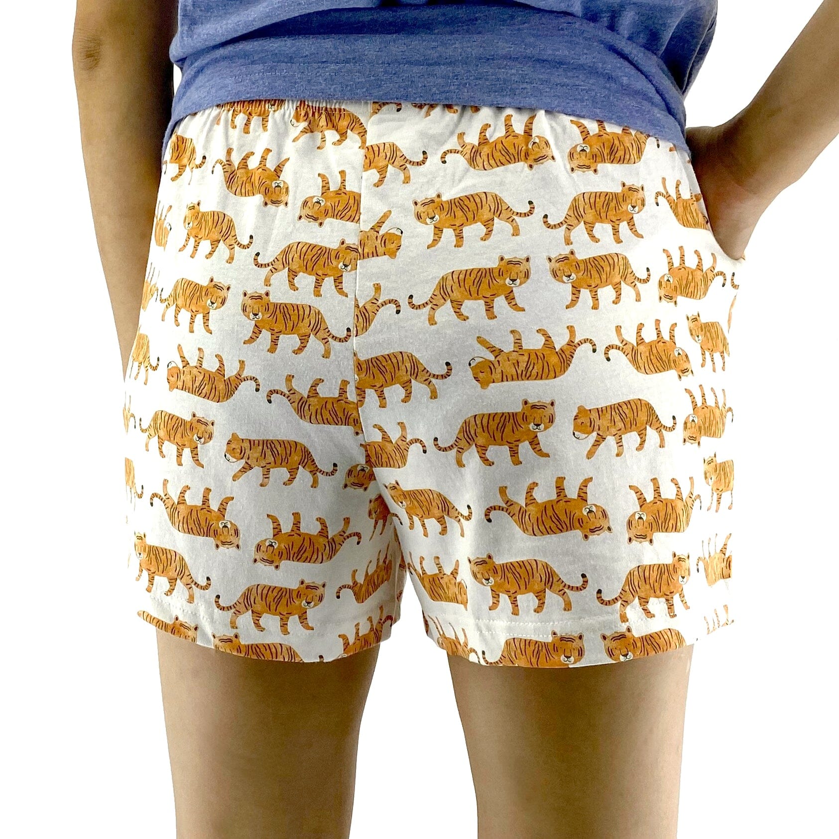 Women's Cute Jungle Tiger Cat All-Over Print Knit PJ Pyjama Shorts