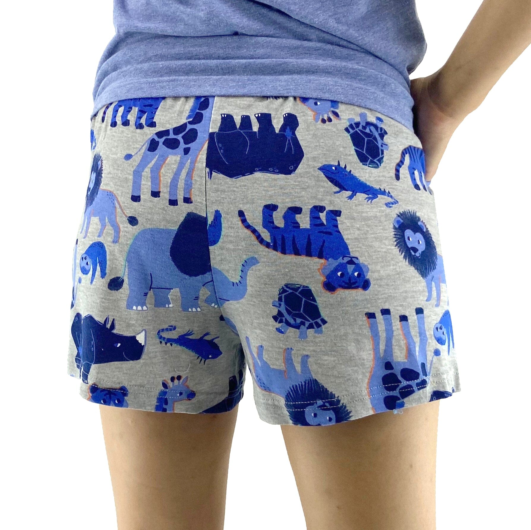 Women's Cute Sloth Rhino Giraffe All-Over Print Knit PJ Pyjama Shorts