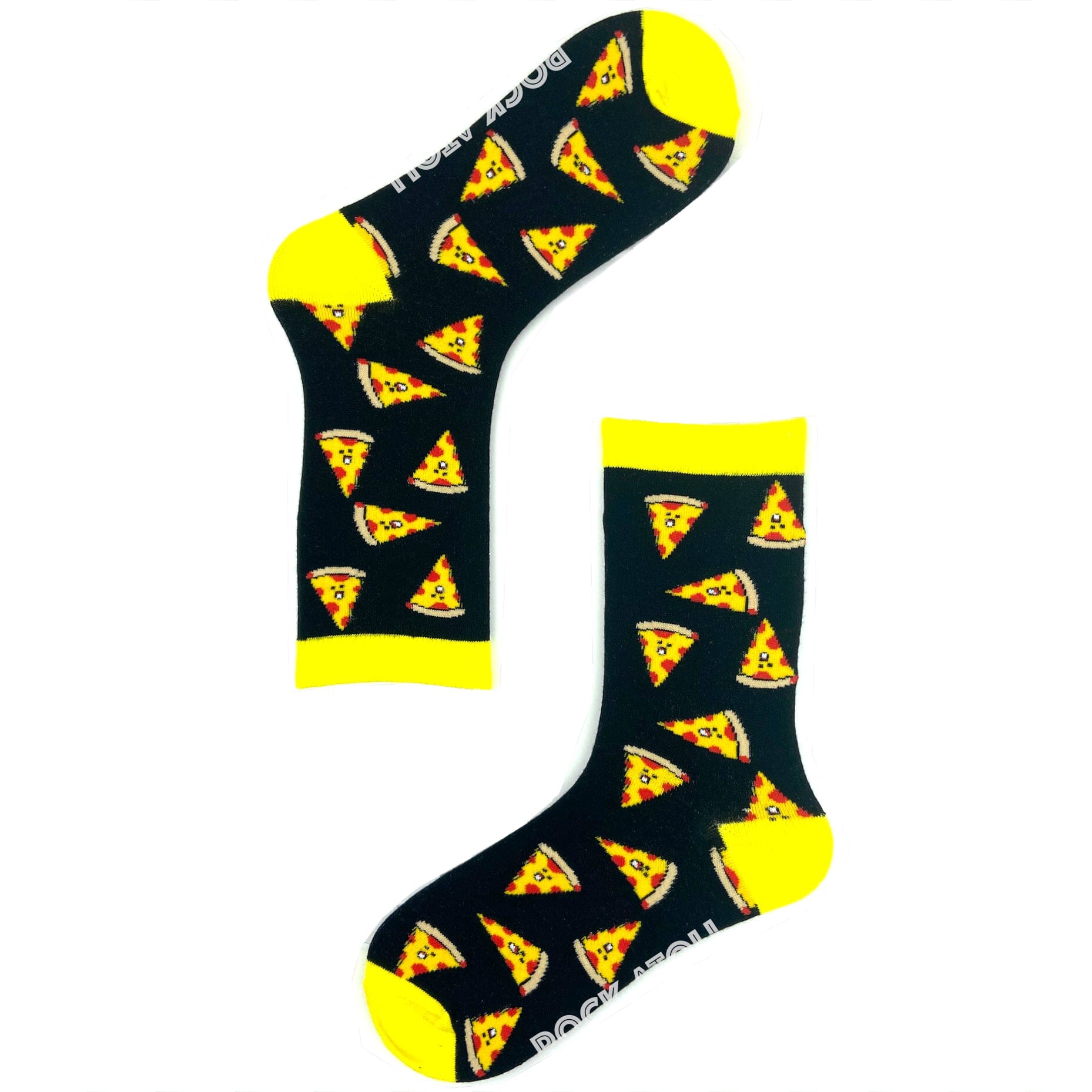 Unisex Smiley Pizza Print Foodie Themed Novelty Patterned Crew Socks