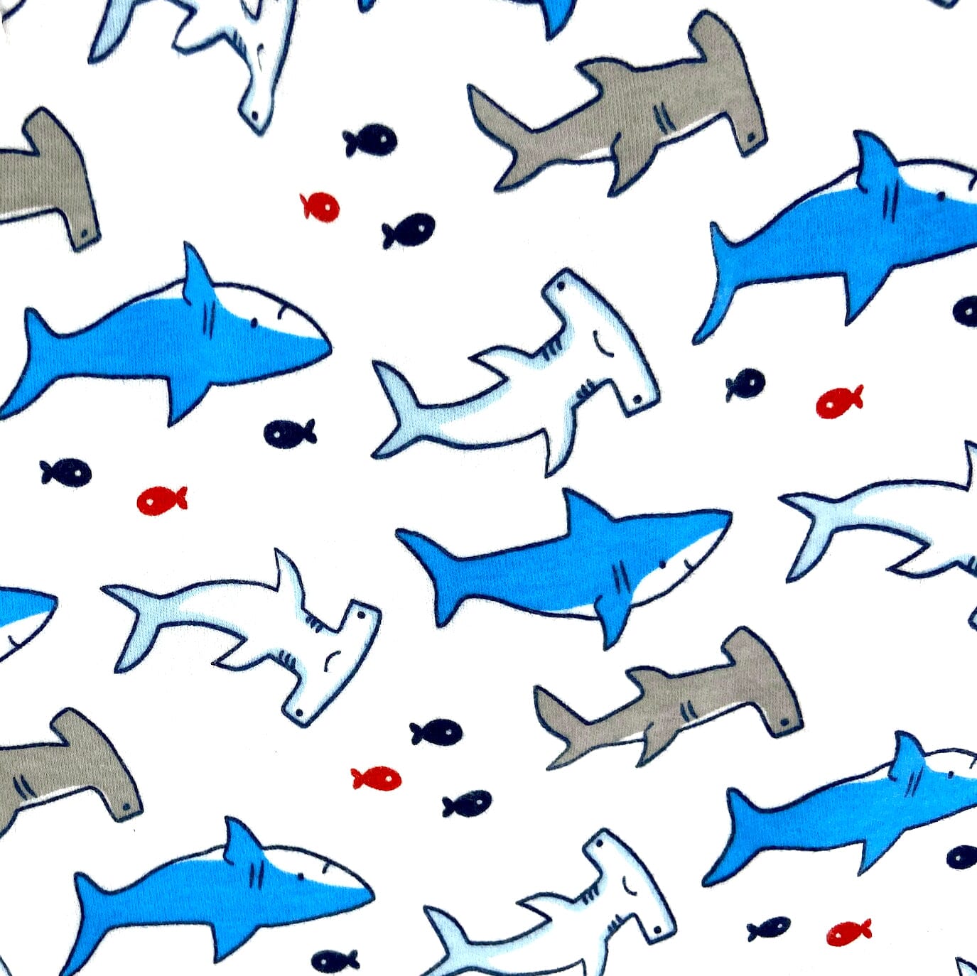 Women's White Sea Creatures Themed Shark Print Knit Pyjama Shorts