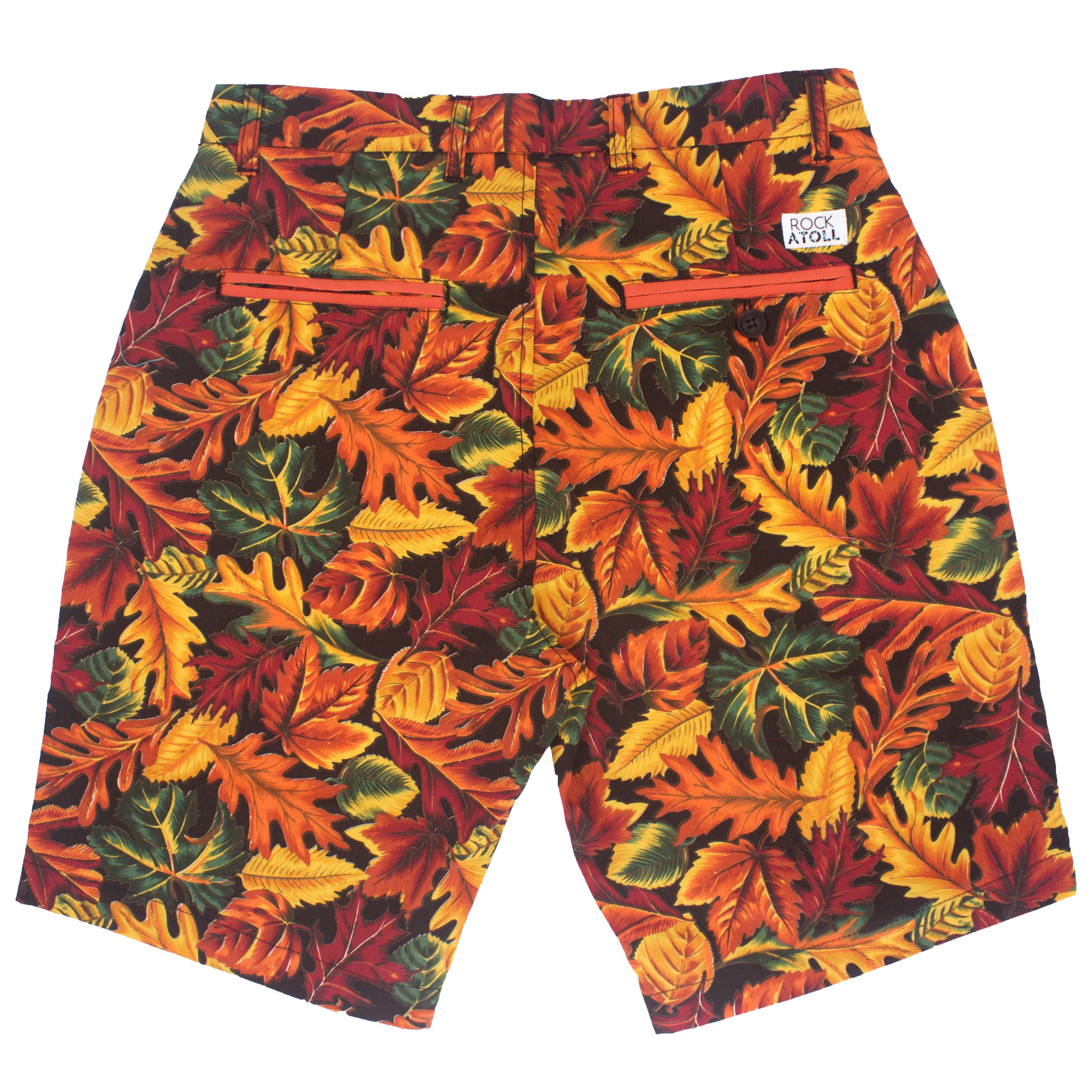 Autumn Colors Fall Leaves Outdoorsy Flat Front Print Shorts for Men